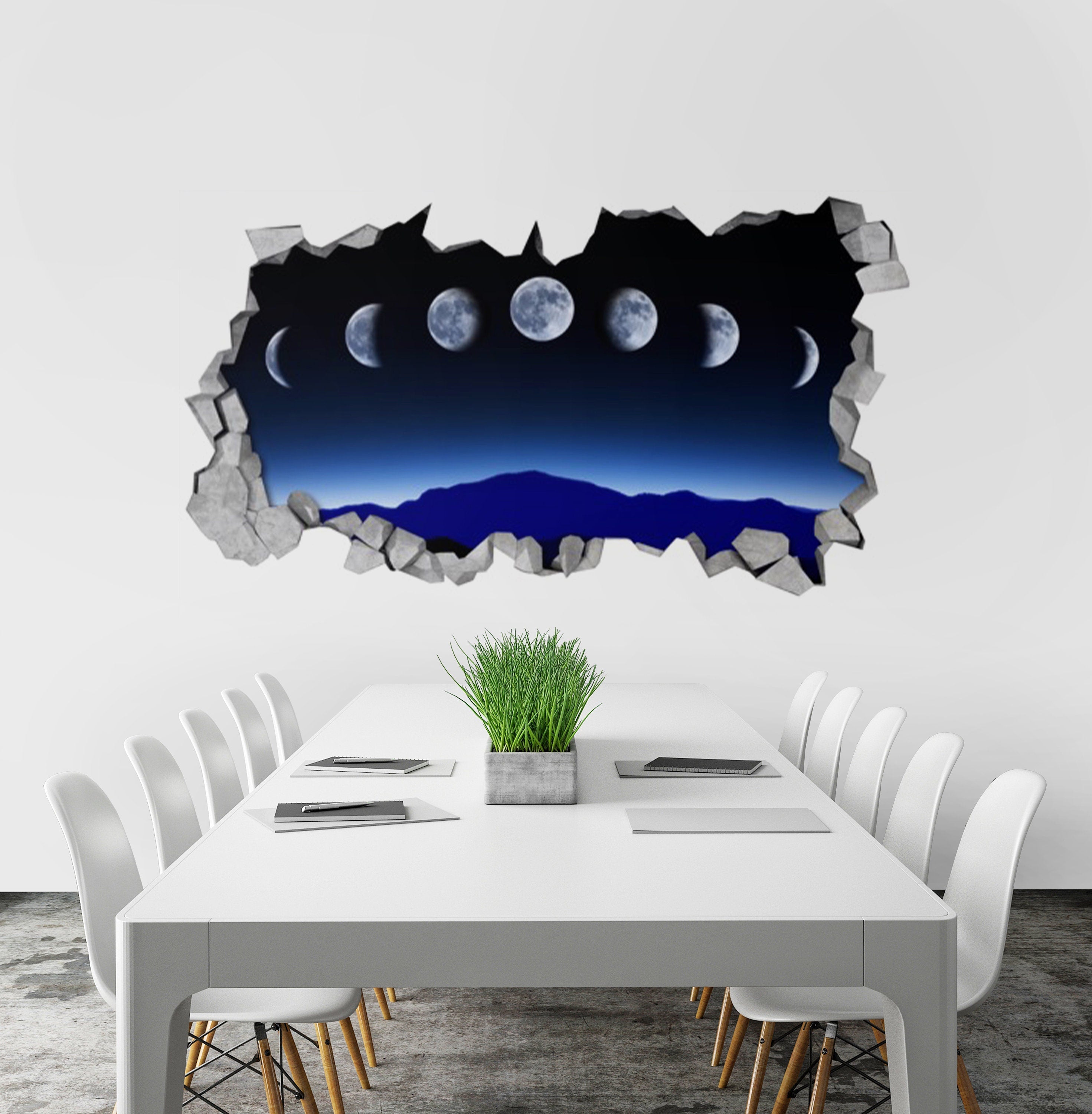 Moon Phases, Wall Art, Kids Bedroom, Kids Decor, Wall Sticker, Wall Decal, 3d Wallpaper, 3d wall decals, Decals, Stickers - SKU: MOPH3DW-1