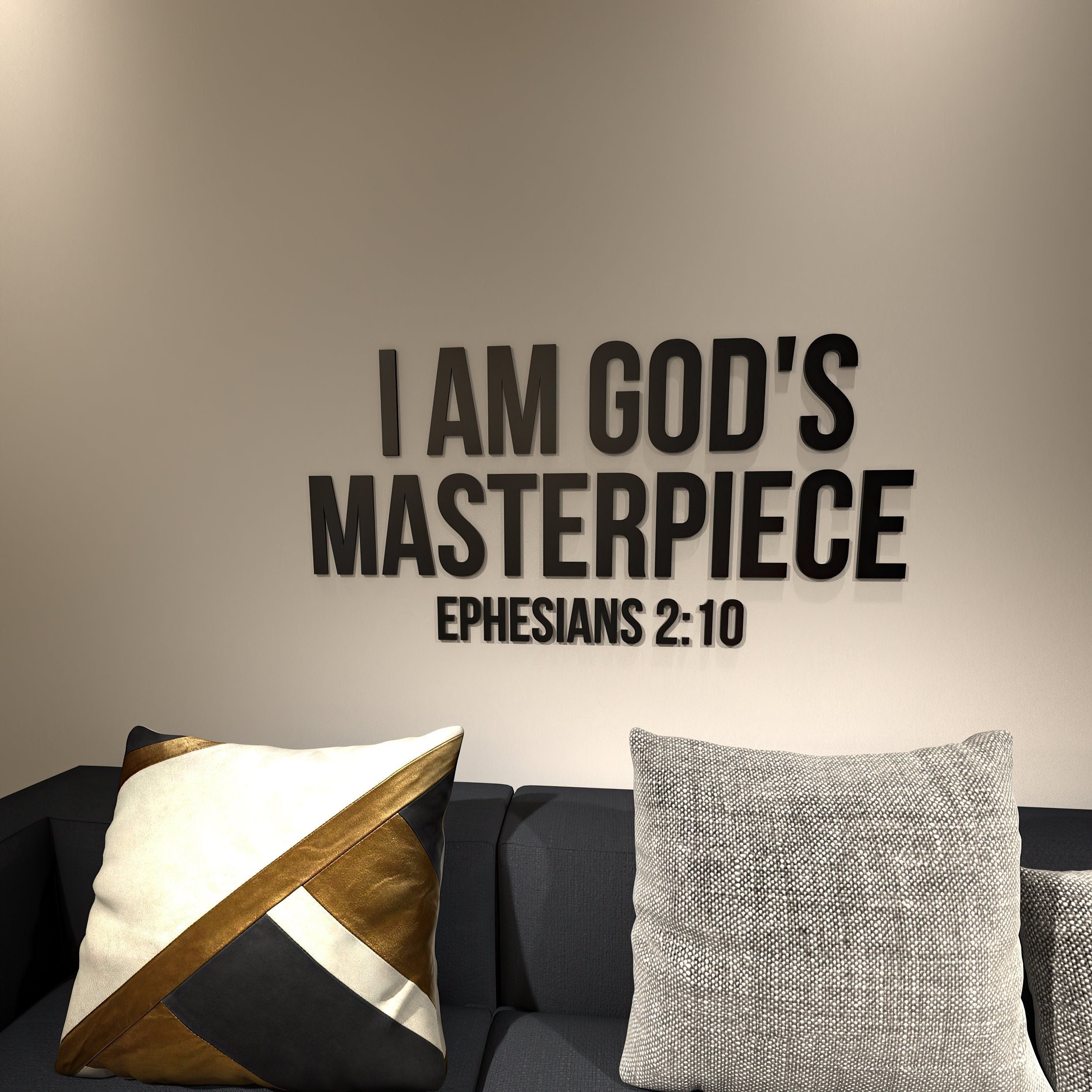 I am God Masterpiece, Ephesians 2.10, Religious Wall Sign, 3D letters, Christian Wall Decor, Bible Verse Wall Art, SKU:GDMT-0