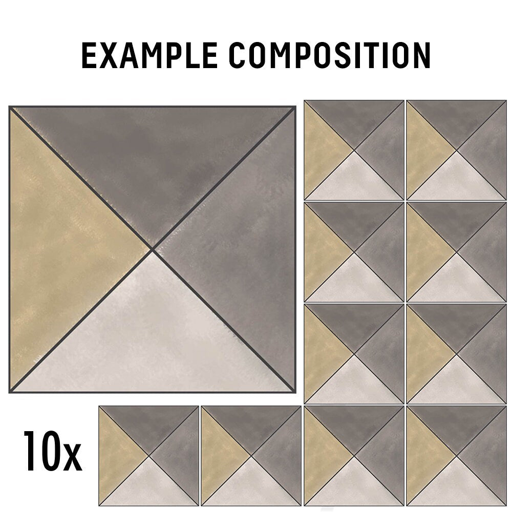 Squares Hand Painted Effect, Tile Stickers, Grey Tile Pattern, Waterproof, Peel and Stick, PACK of 10, SKU:SHND-4