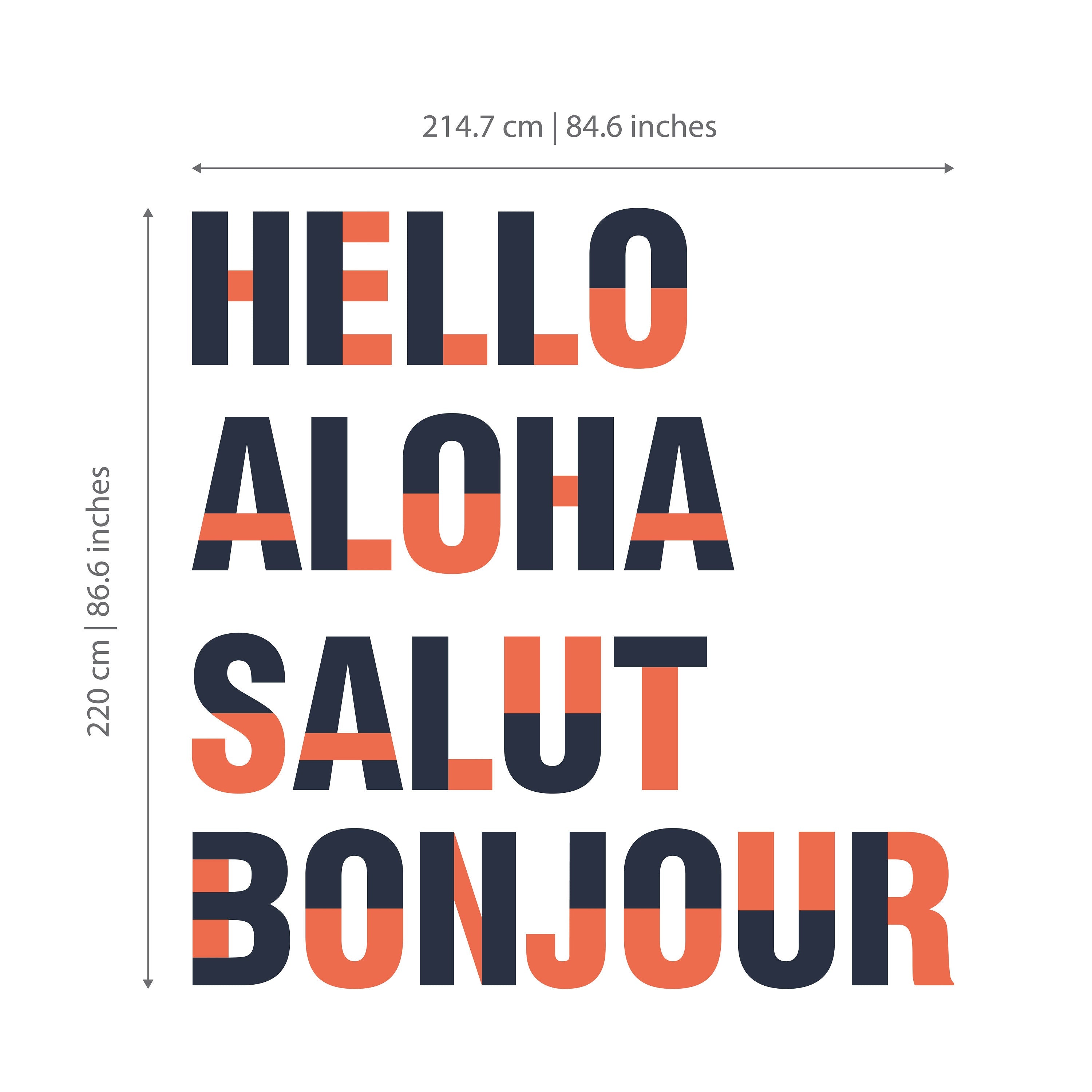 Hello, Aloha, Salut, Bonjour, Office Wall Art Decor, Large Office Lobby Signs, 3D Typography, SKU:HASB-1