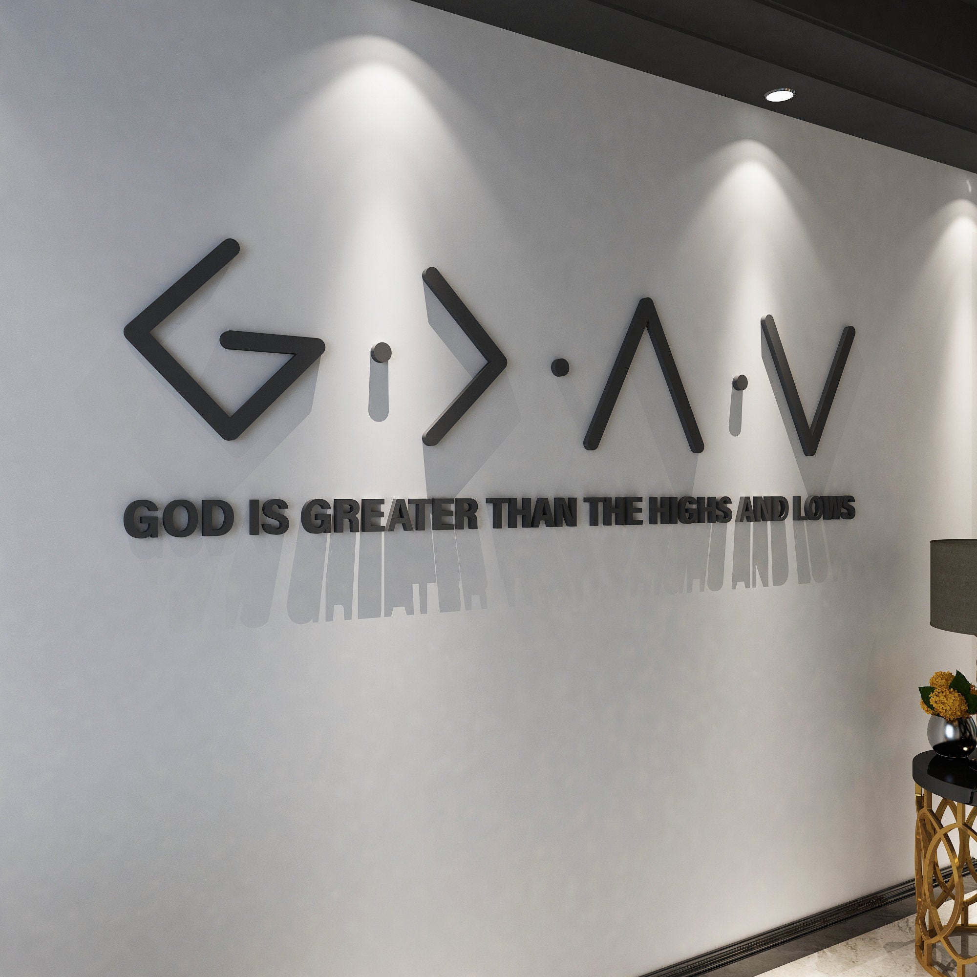 God is Greater than the Highs and Lows, Wall Art Scripture Bible Verse, Faith God 3D letters Sign, Church Home Decor, SKU:GGHL-2