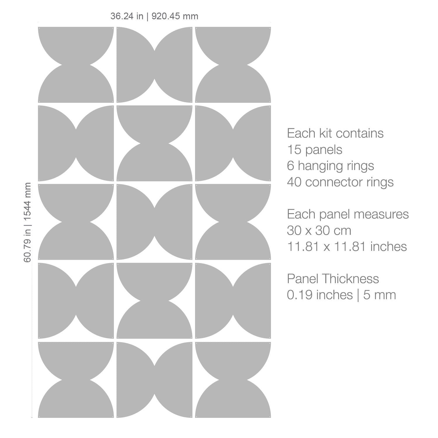 Mid Century Half Circles, Geometric Modular Wall Panels Screen, Room Divider, Decorative Panel, SKU:MO74-4