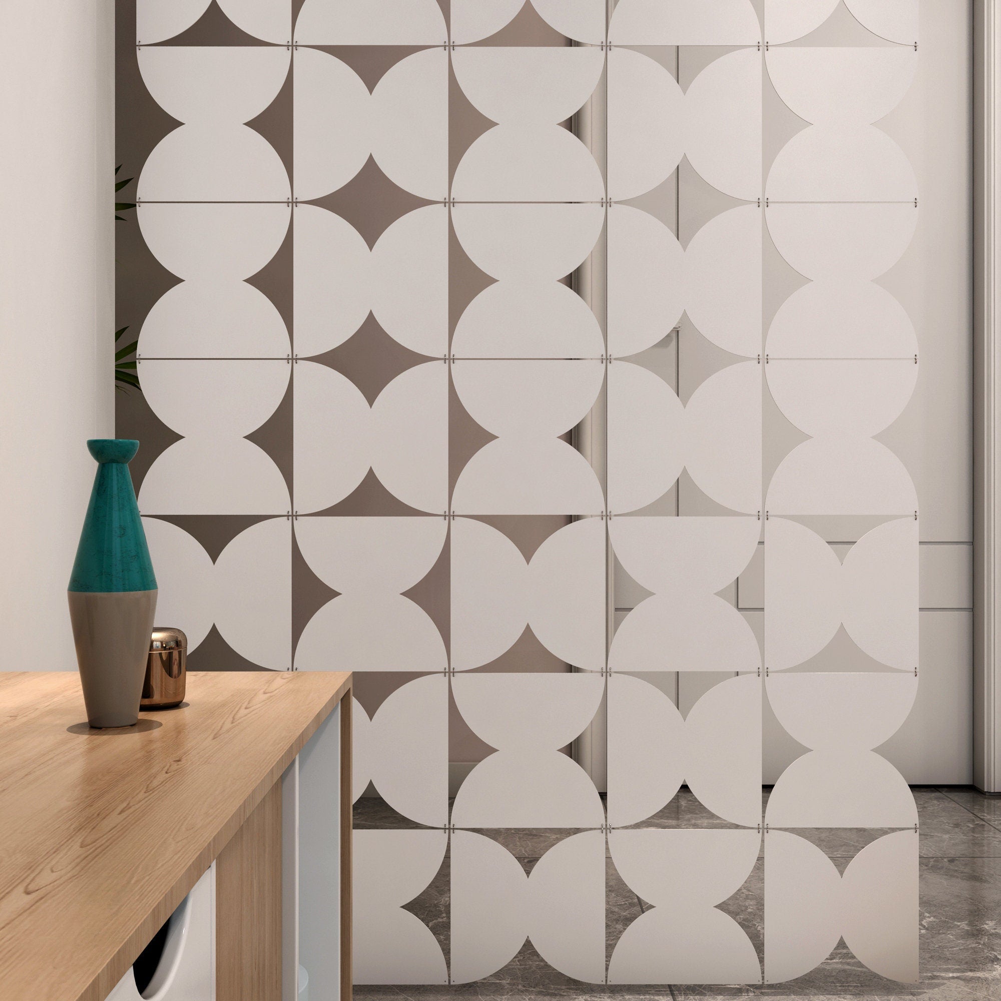 Mid Century Half Circles, Geometric Modular Wall Panels Screen, Room Divider, Decorative Panel, SKU:MO74-0