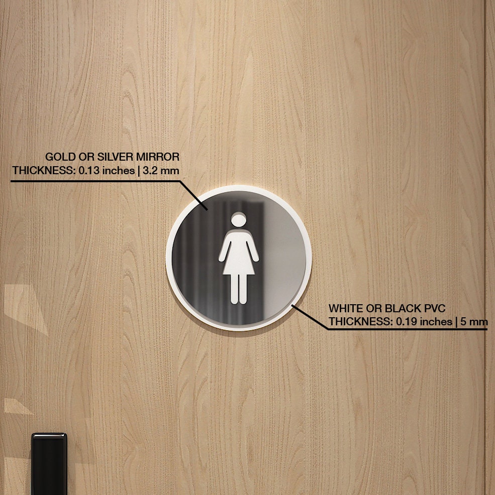 Restroom Door Metal Sign, Bathrooms Man Woman, WC Pictogram, Unisex Toilet Door Sign, SKU:RNWC-1