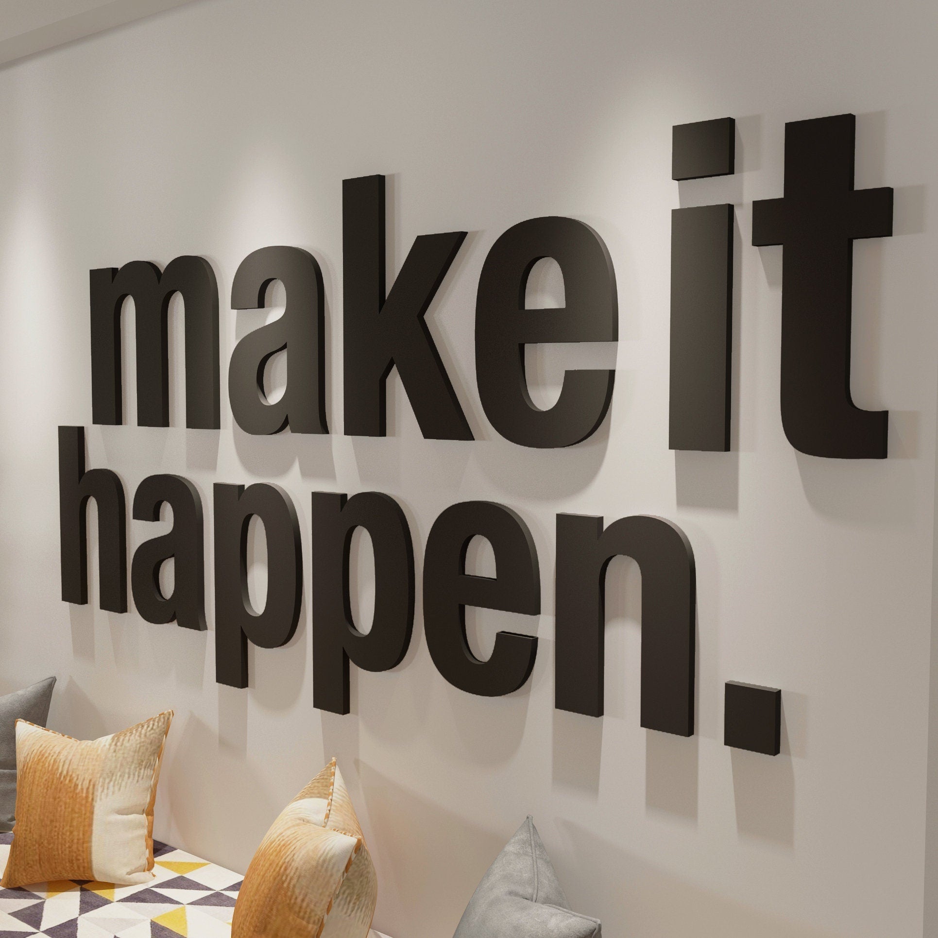 Make it Happen, 3D Office Decor Wall Art, Wall Hangings, Modern Home Office, Inspirational and Motivational, SKU:AMAH-3