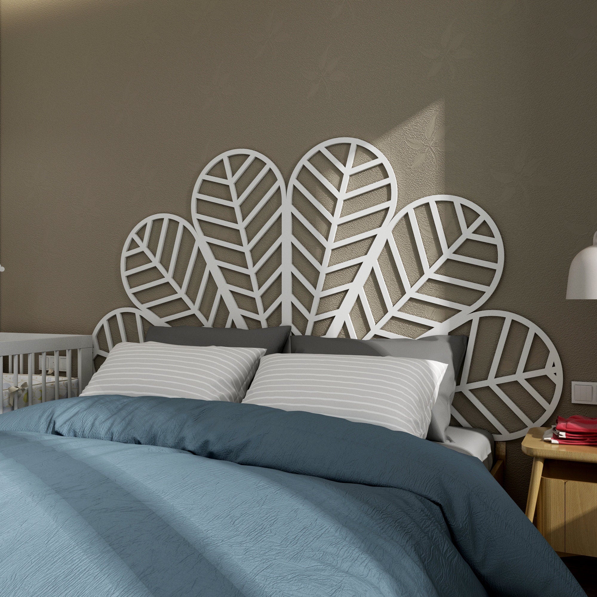 3D Flower Headboard, Decorative Wall Panels, Above Bed Decor, Modern Hanging Headboard, SKU:FLHD-3