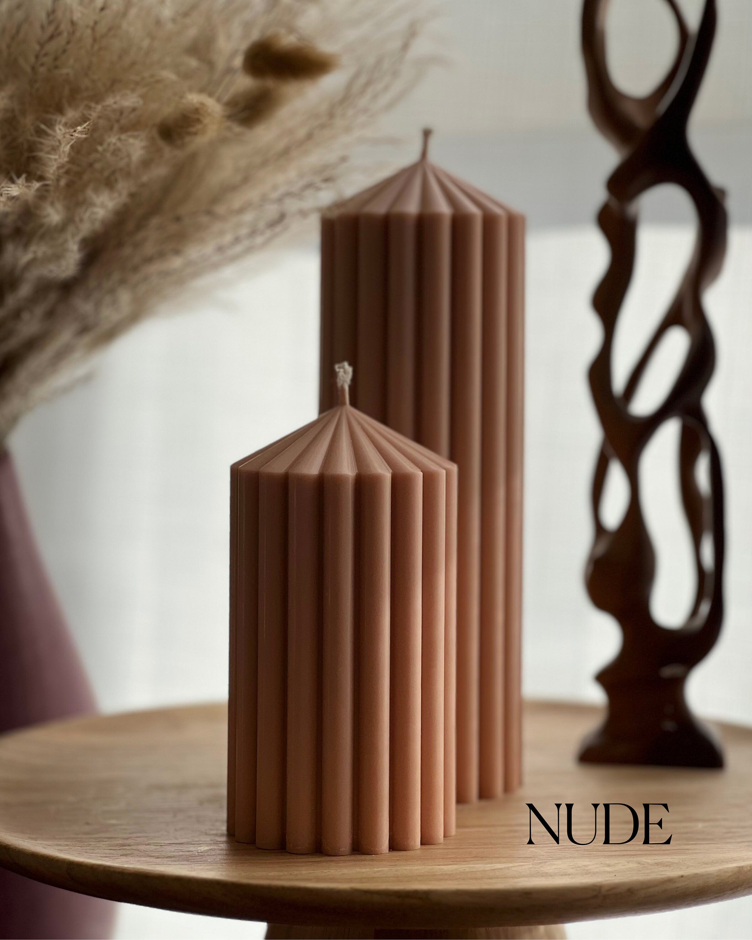 Ribbed Peak Pillar Candle-2