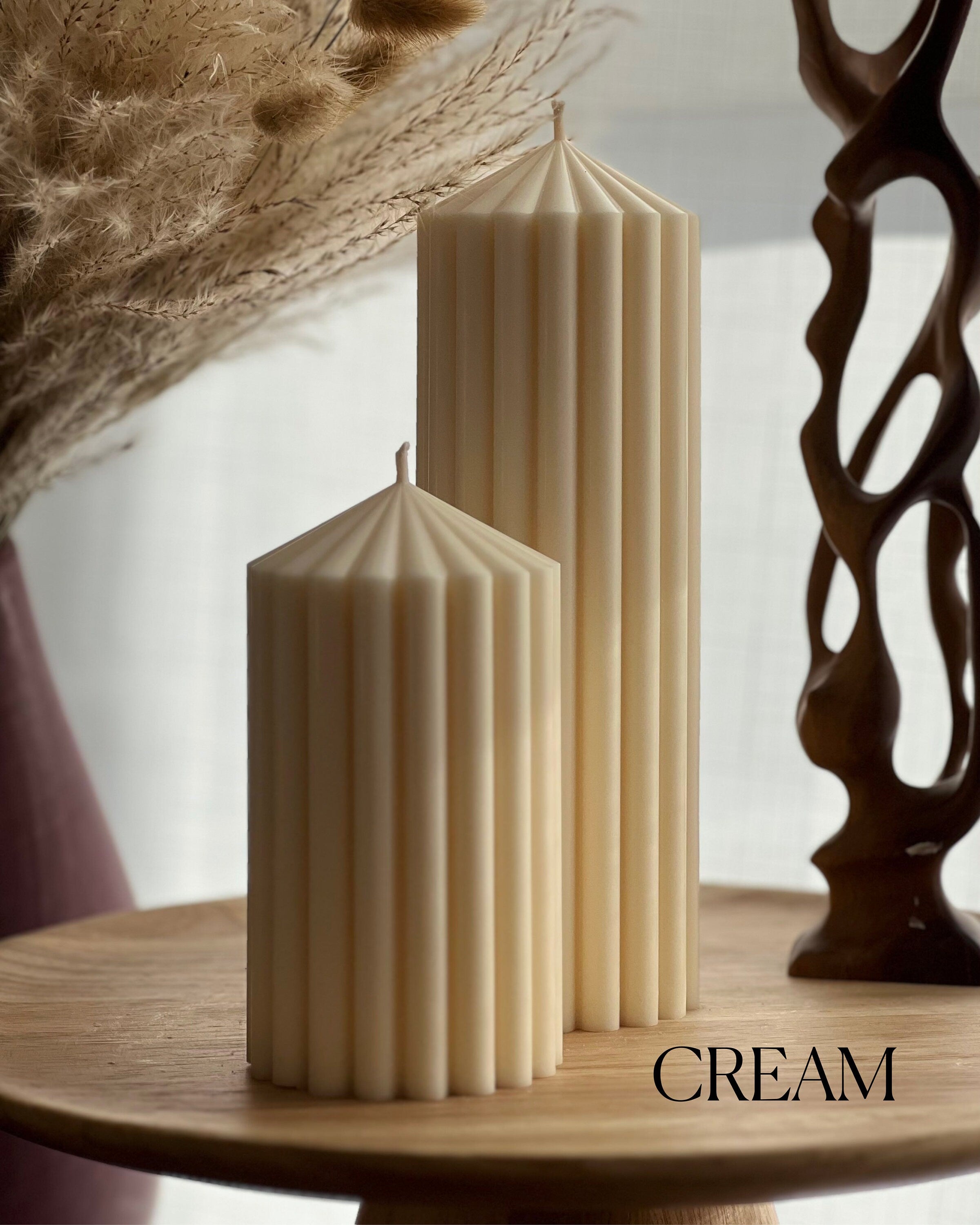 Ribbed Peak Pillar Candle-3