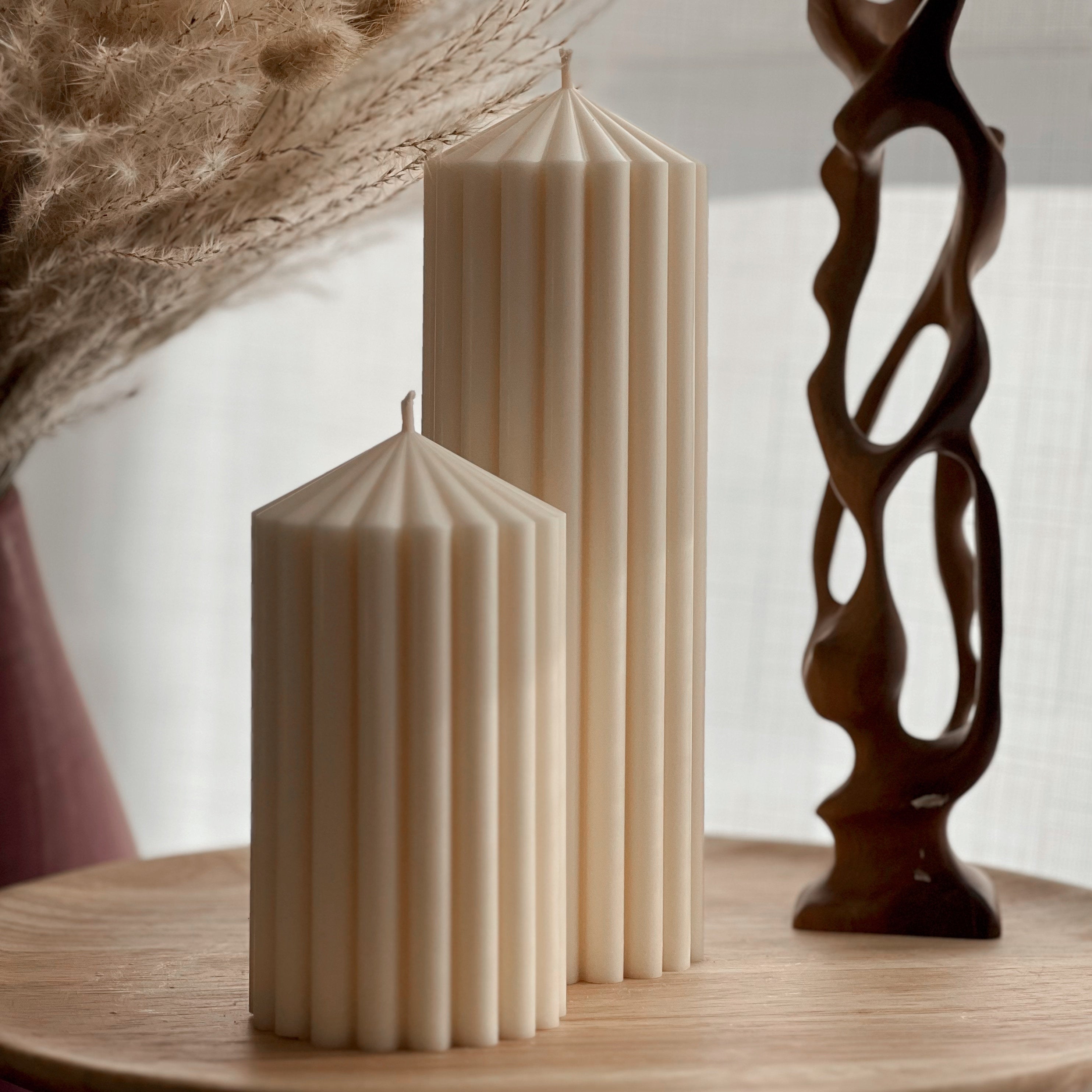 Ribbed Peak Pillar Candle-0