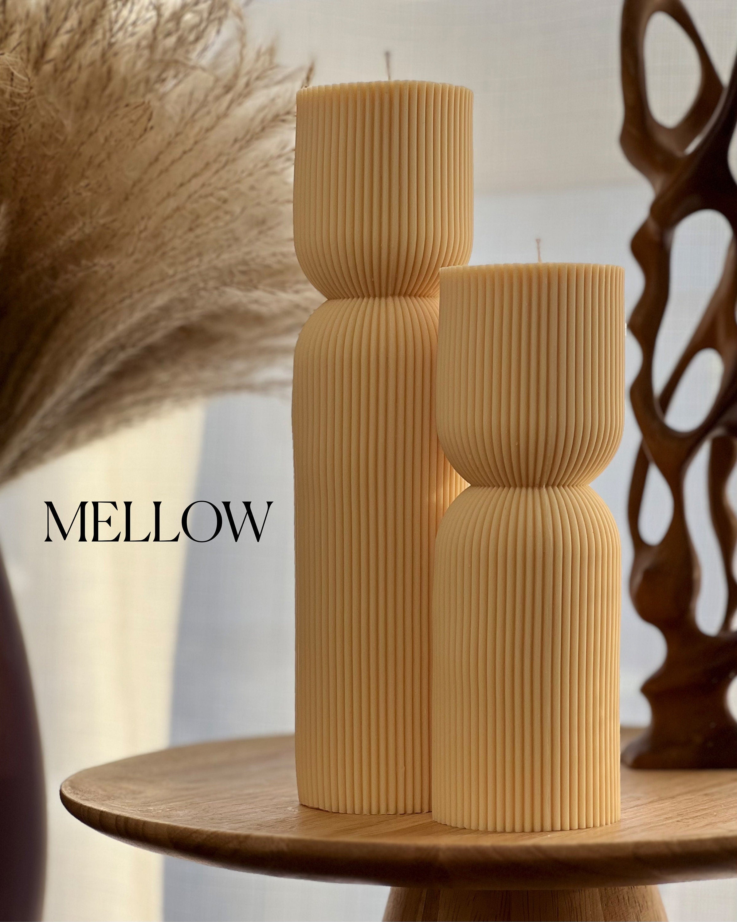 Ribbed Hourglass Pillar Candle-3