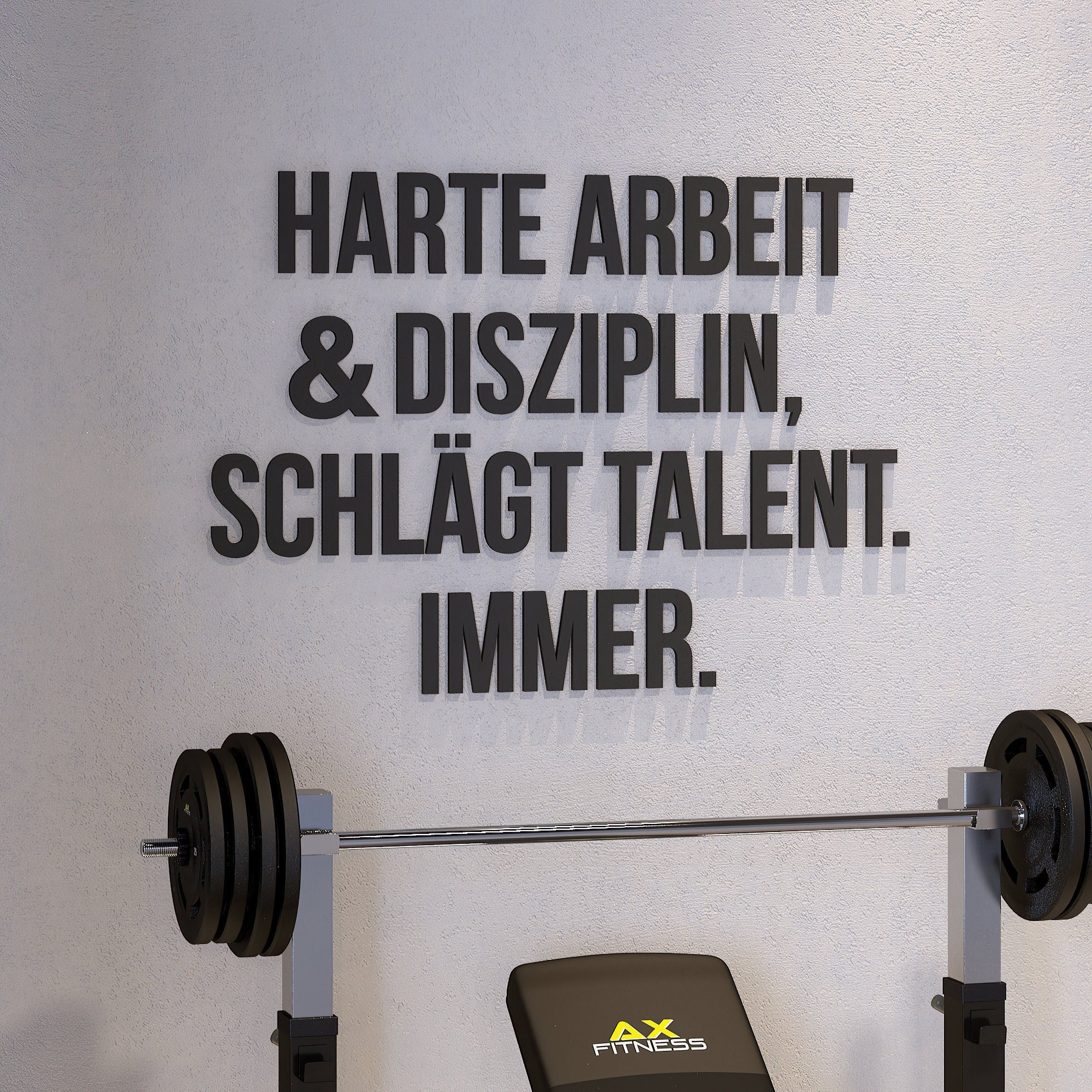 Harte arbeit und disziplin, schlägt talent, Immer, 3D-BUCHSTABEN Homegym, Training, Fitness, Fitnessstudio, SKU:HAUD-0