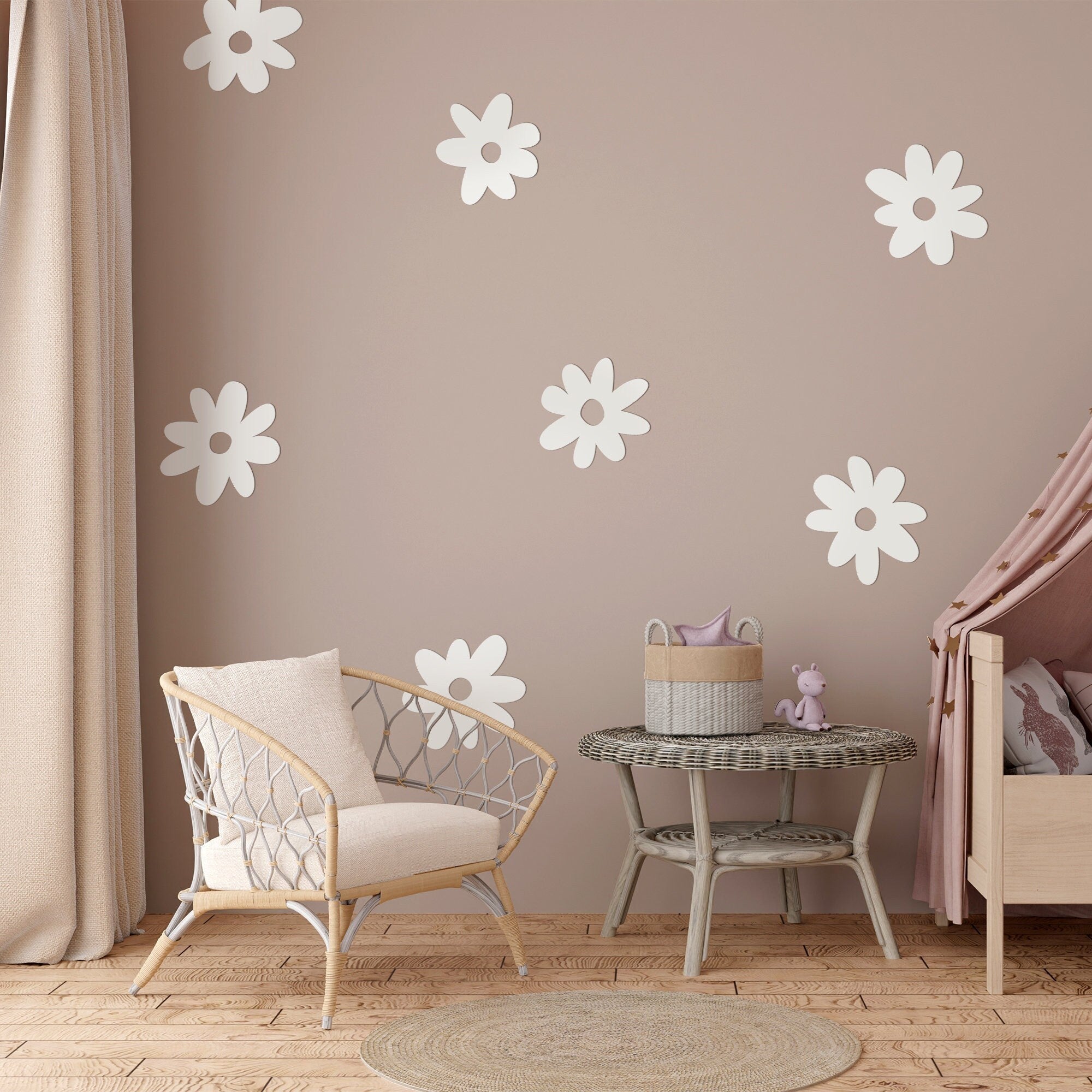 3D Wall Daisy Flowers, Nursery Decor, Kids Room Wall Art, Kids Bedroom Decoration, SKU:FLOP-0