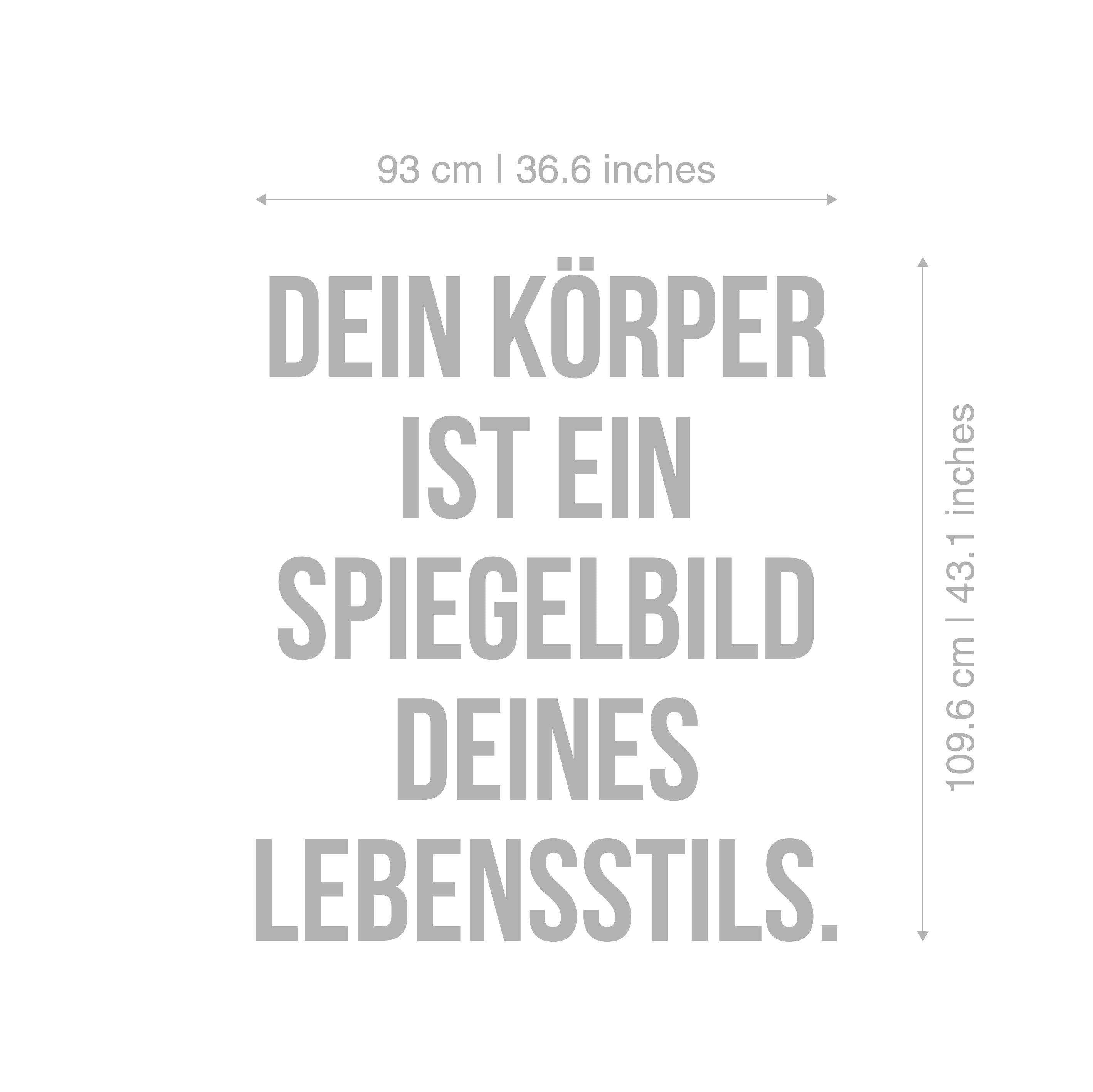 Dein Körper Ist Ein Spiegelbild Deines Lebensstils, 3D-BUCHSTABEN Homegym, Training, Fitness, Fitnessstudio, SKU:DEKO-2