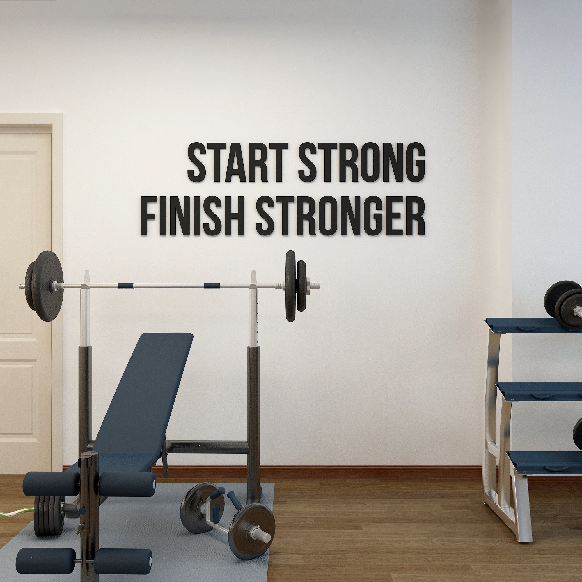 Start Strong Finish Stronger, Gym Wall Art, Workout Motivation, workout room Decor, SKU:SSF-0