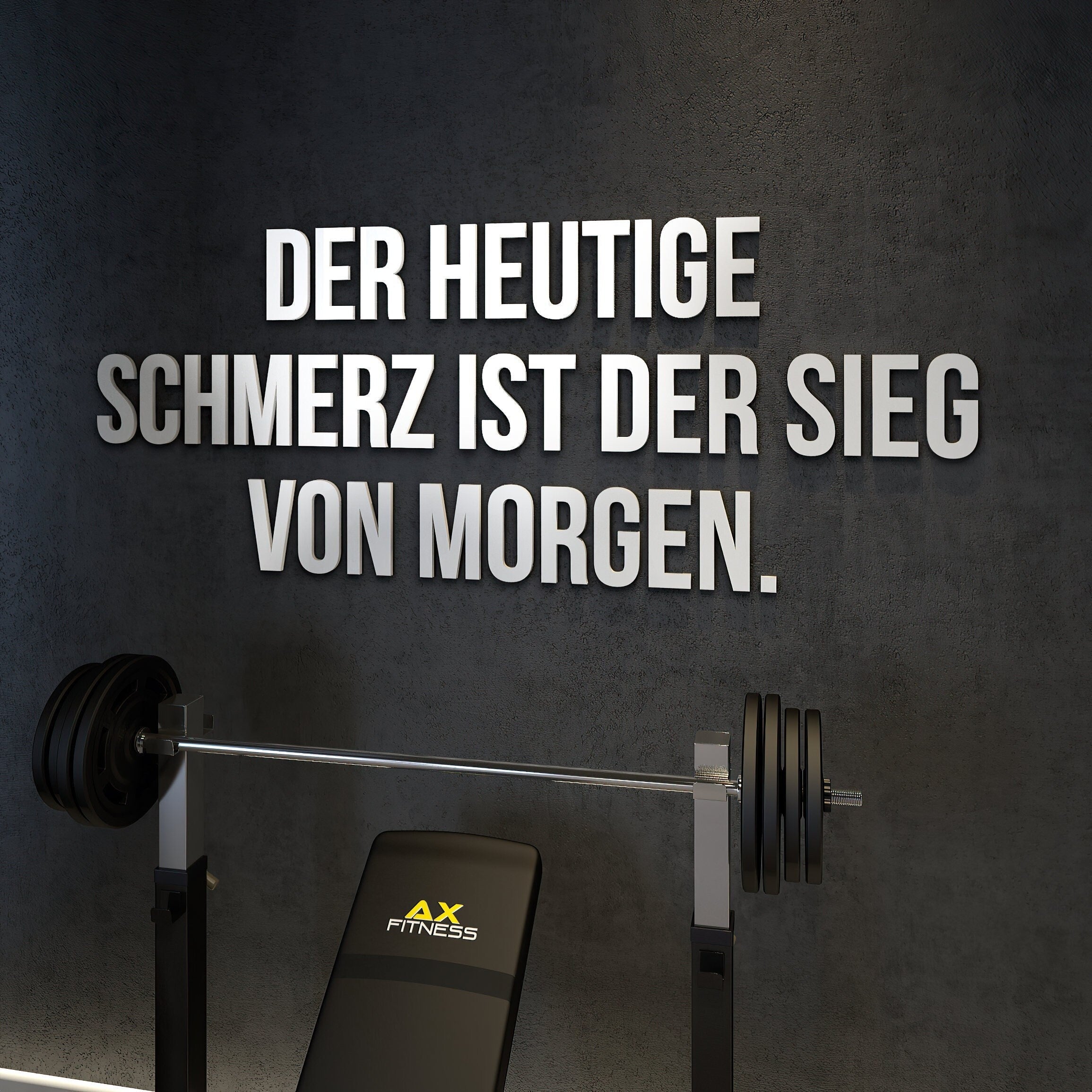 Der heutige schmerz ist der sieg von morgen, 3D-BUCHSTABEN Homegym, Training, Fitness, Fitnessstudio, SKU:DHSI-0