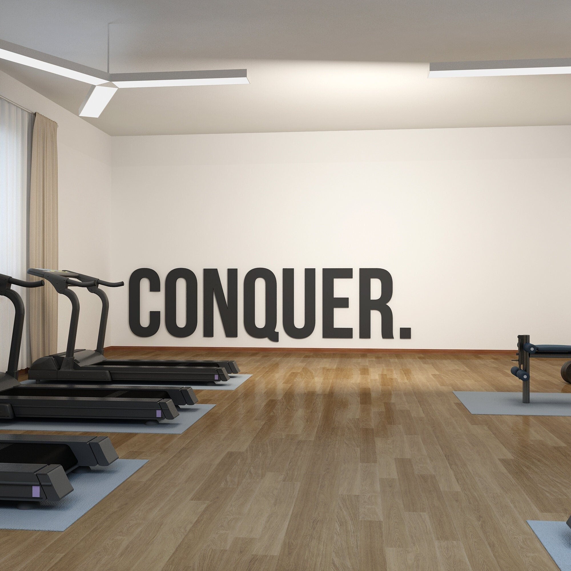 Conquer Gym Wall Art, Training Room Gym Quote, Fitness Wall Decor, Workout Motivation, SKU:CONQ-0