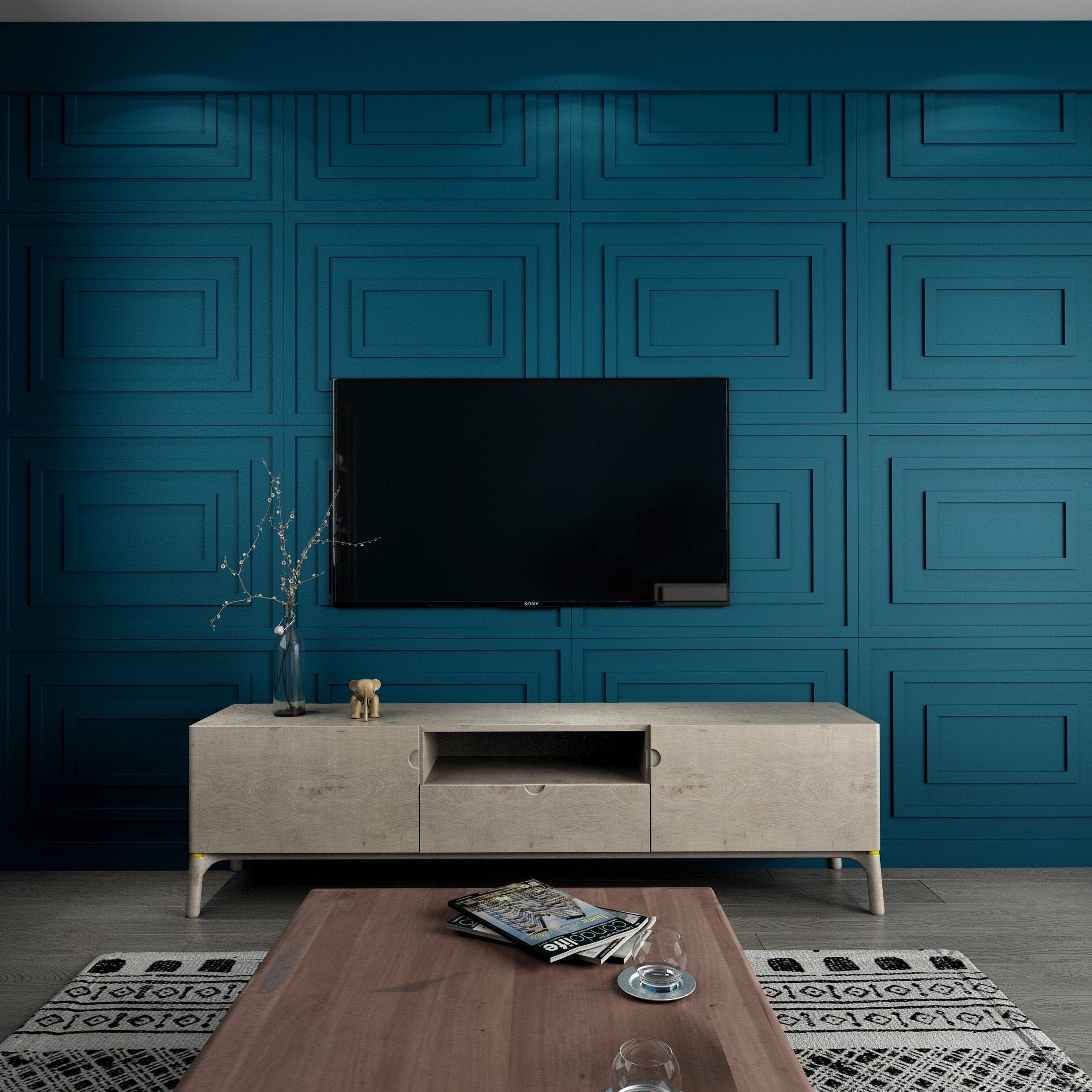 Geometric Accent Wall Paneling, 3D Wall Panels, Wainscot Border, Decorative Wall Panels - SKU:RETP-0