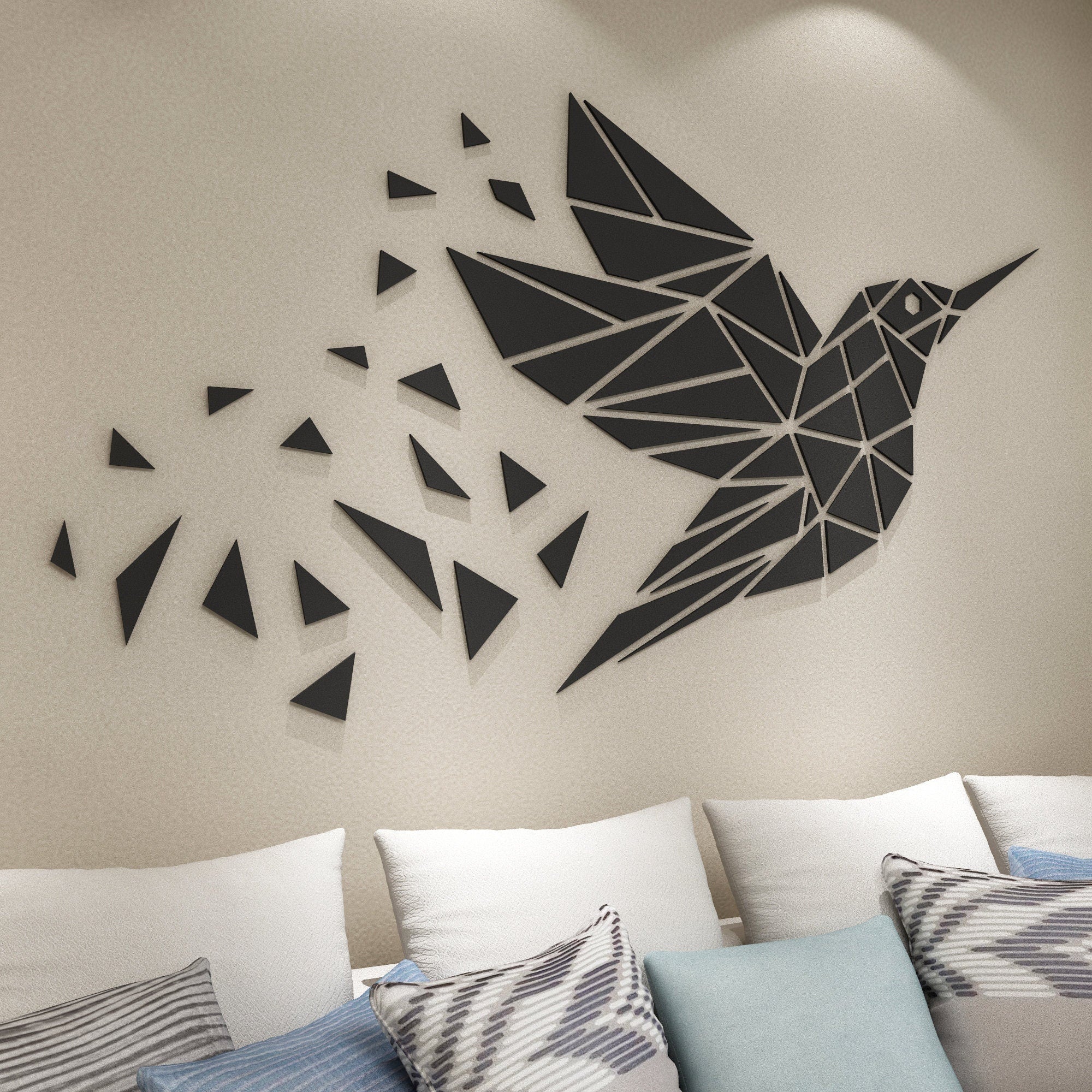 Geometric Bird Wall Decor, Animal Geometric Wall Art, Geometric Figure Decor, Home Living Room Decor, SKU:GEBI-1