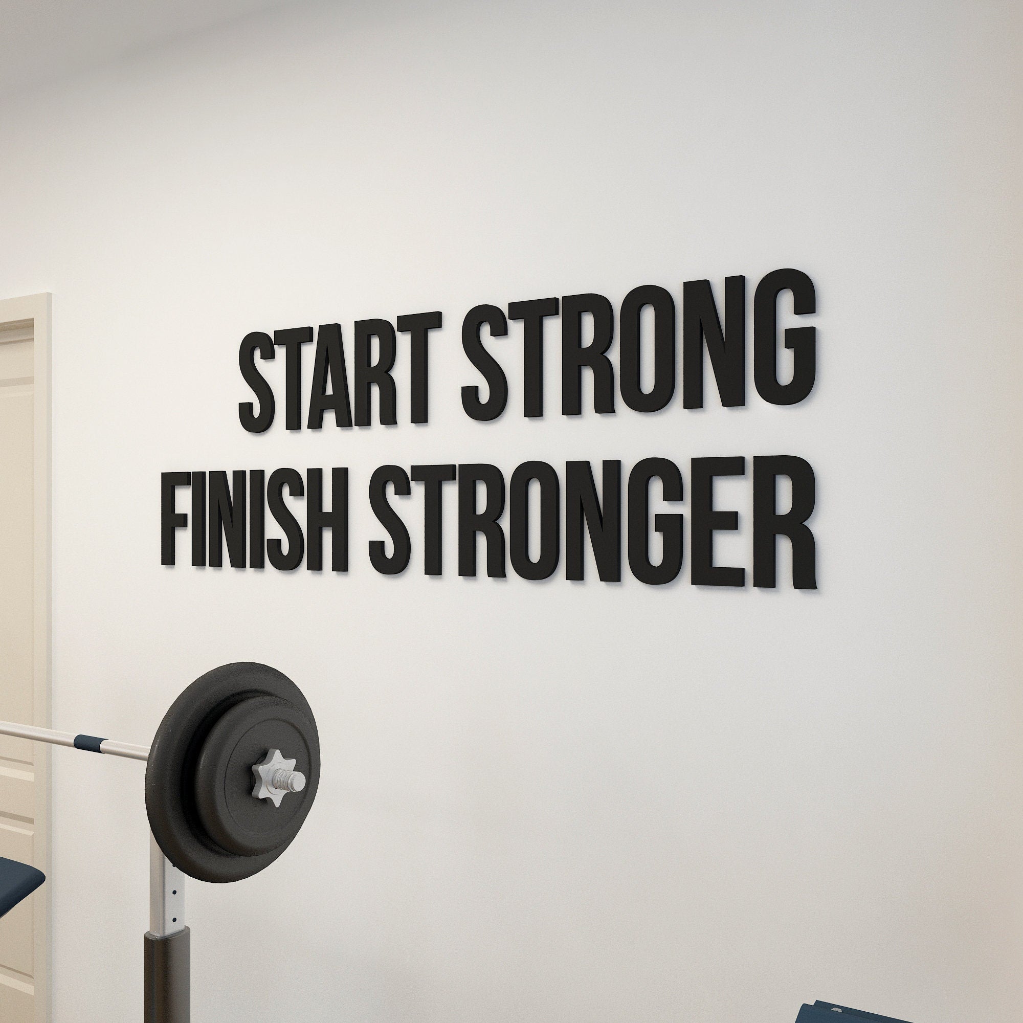 Start Strong Finish Stronger, Gym Wall Art, Workout Motivation, workout room Decor, SKU:SSF-1