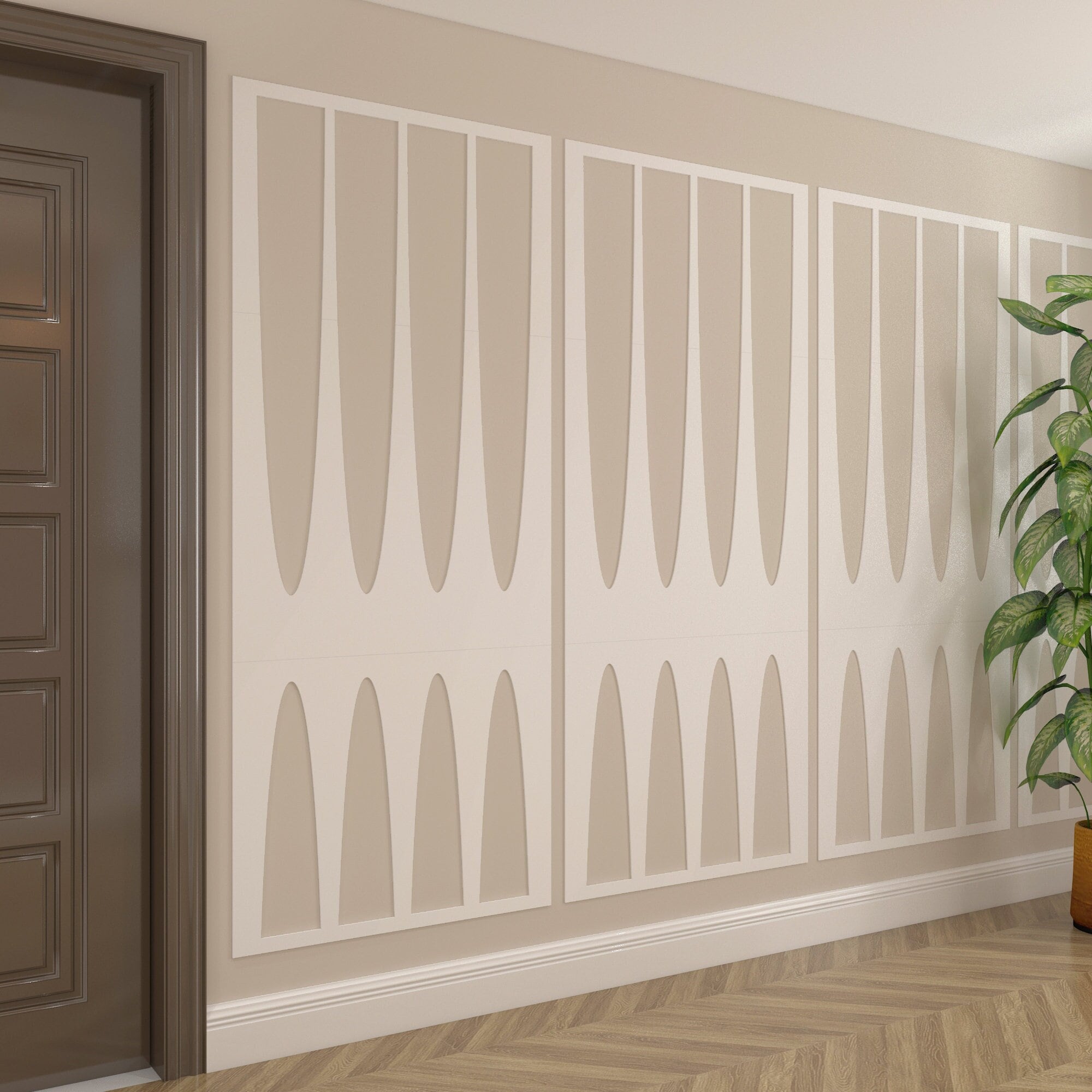 MCM Wall Paneling, 3D Decorative Wall Panels, Art Deco Wainscot Paneling, Retro Accent Wall, SKU:MCBP-0