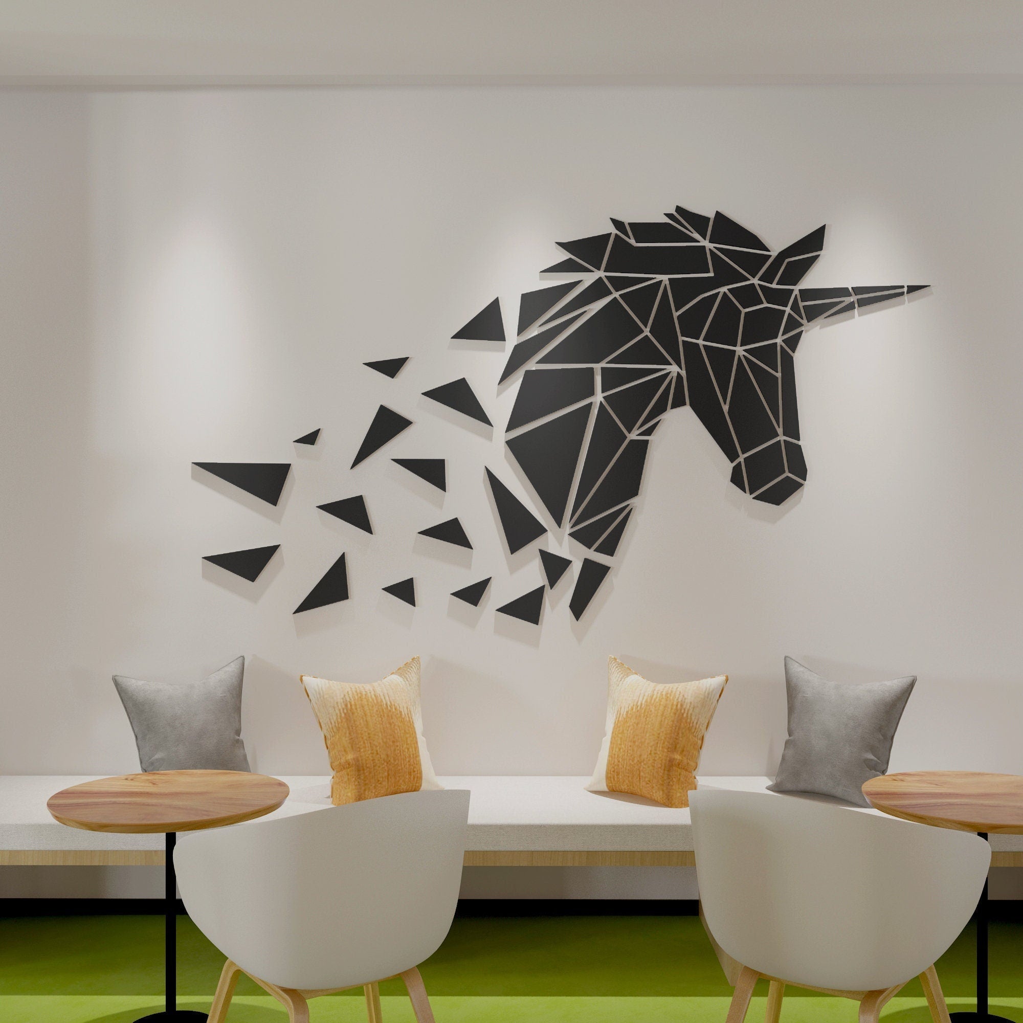 Unicorn Head Geometric Wall Decor, Animal Geometric Wall Art, Housewarming Gift Idea, SKU:GEUN-0