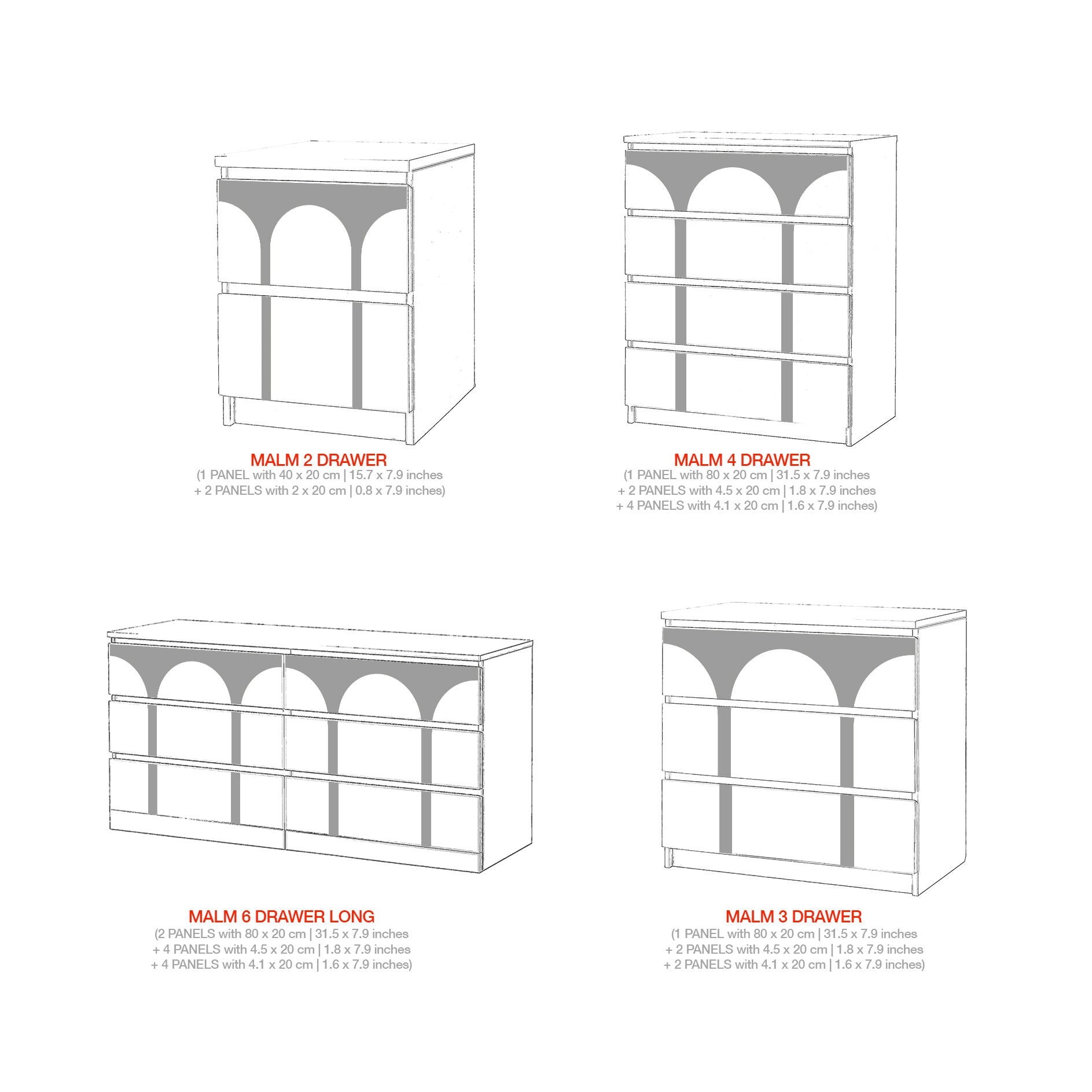 Delfos Pattern Furniture Appliques, Fretwork Ornaments, Furniture Makeover, Malm Kits, Furniture Hardware, SKU:DLMA-1