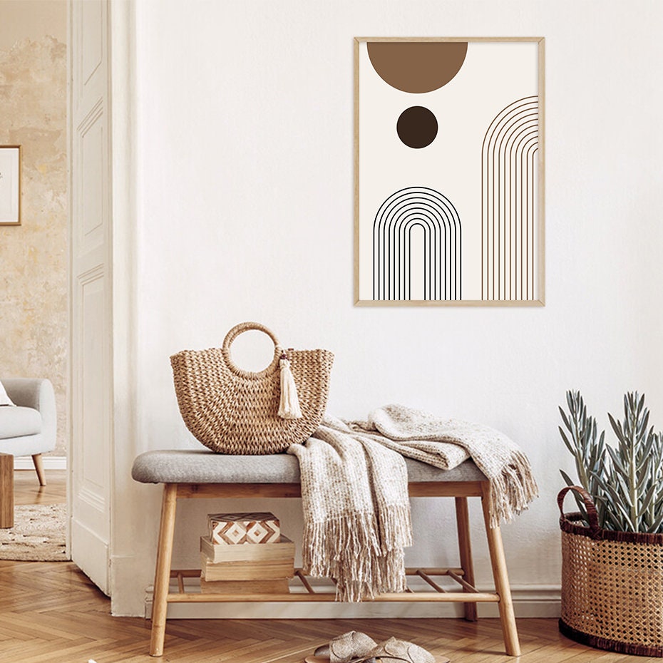 Poster Boho Abtrakt Bogen Linien   | Bilder Wohnzimmer | Wandbilder Schlafzimmer | Deko Print ohne Rahmen | Bilder Set Kunstdruck-4