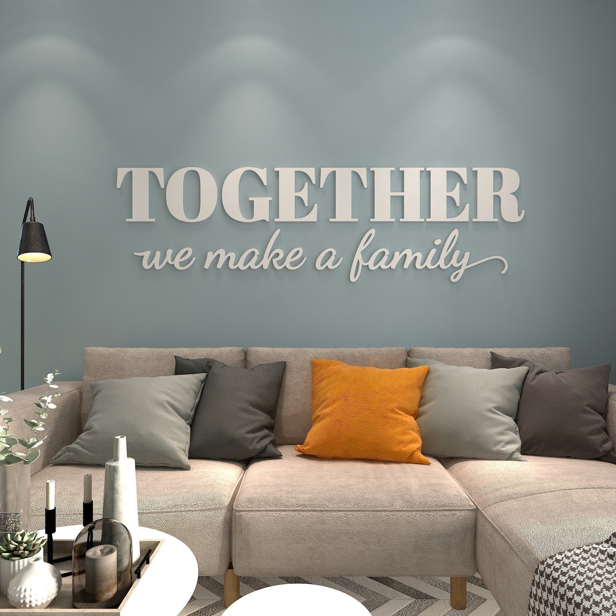 Together We Make a Family, Wall Decoration,  Family Sign, family Wall Decor, Family Wall Quote, Above Couch Sign, SKU:TWMF-0