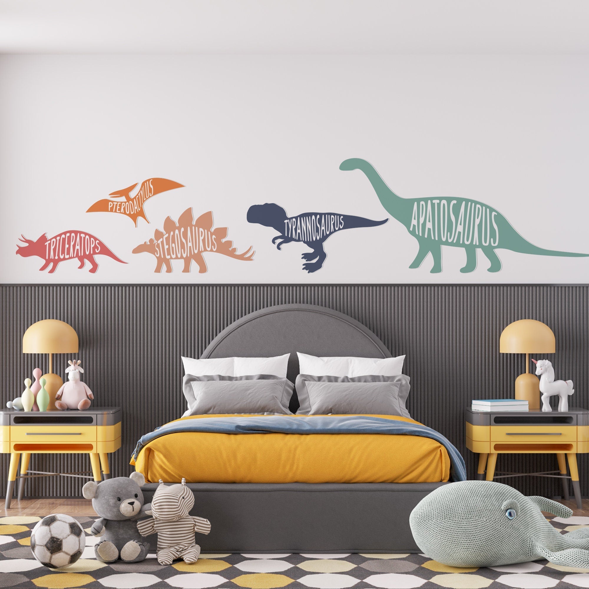 Dinosaurs 3D Wall Decor, Colorful Dinosaurs Names, Nursery Wall Decor, Gift for Kids, SKU:DINC-1