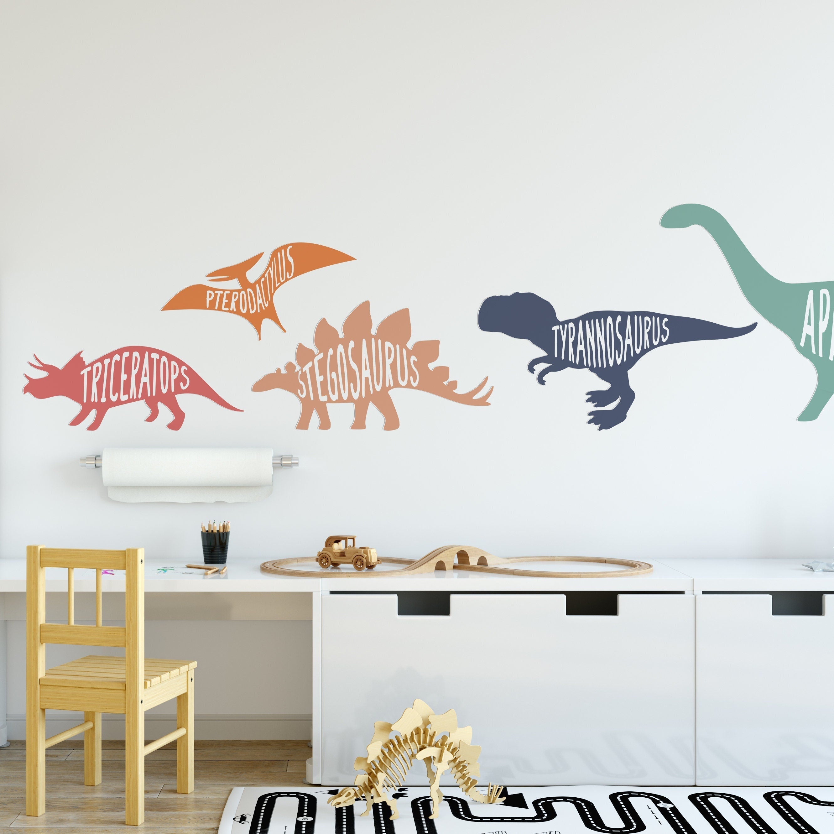 Dinosaurs 3D Wall Decor, Colorful Dinosaurs Names, Nursery Wall Decor, Gift for Kids, SKU:DINC-0