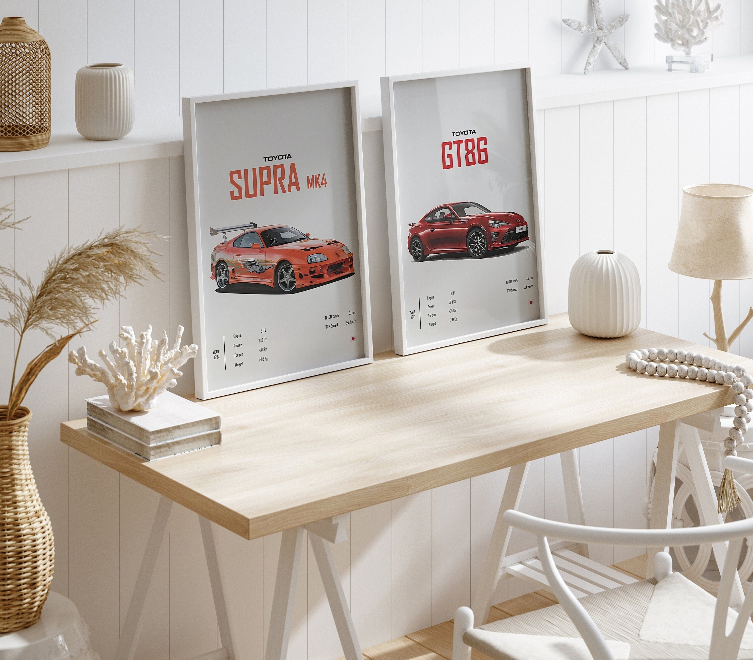 Poster Sportwagen TOYOTA SUPRA GT86  Klassiker Legenden I Geschenk für ihn I Wohnzimmmer & Büro I Wand Deko I Print ohne Rahmen-0