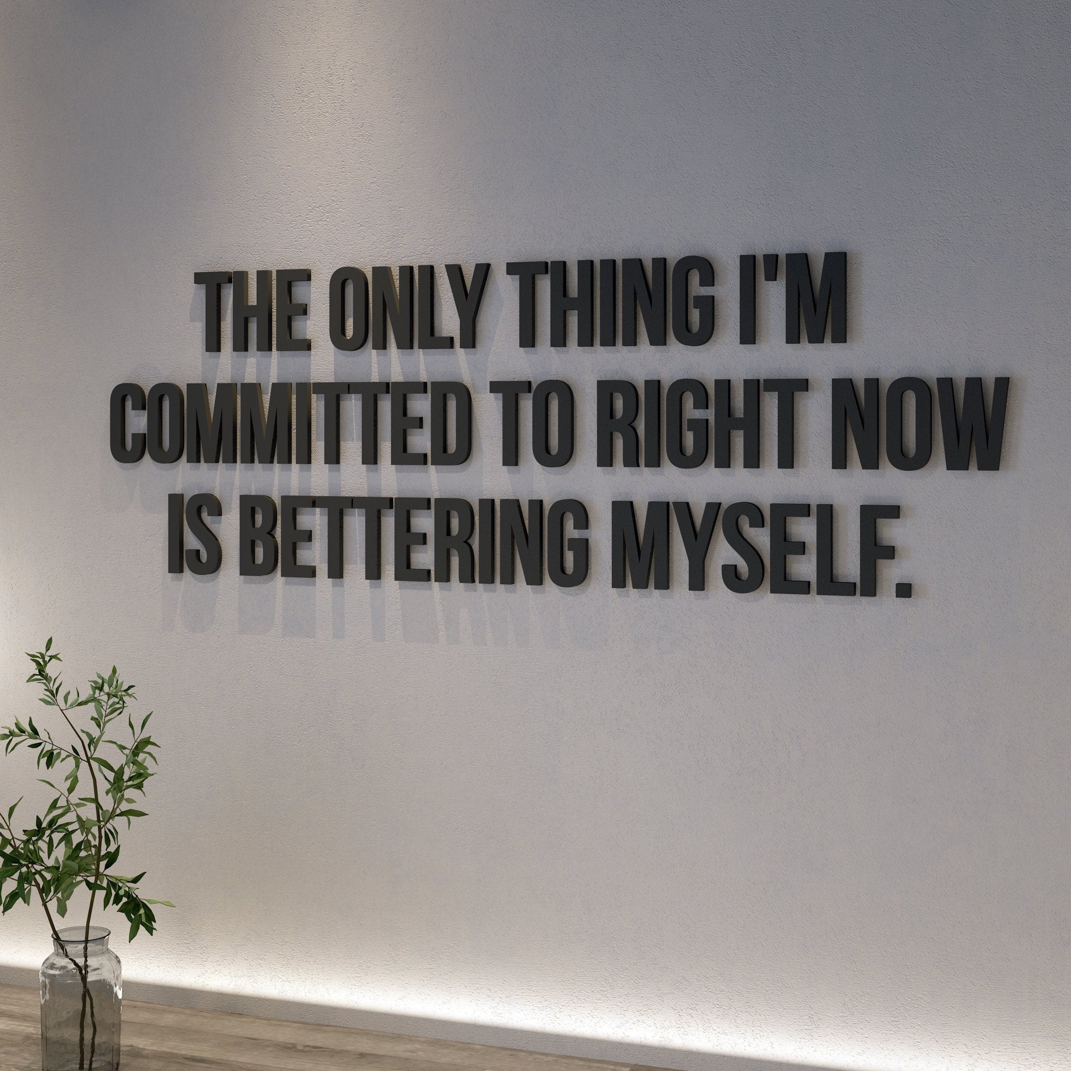 Im commited to myself, 3D Quote Letters, Inspirational Quotes, Mental Health Office Decor, SKU:TCBM-0