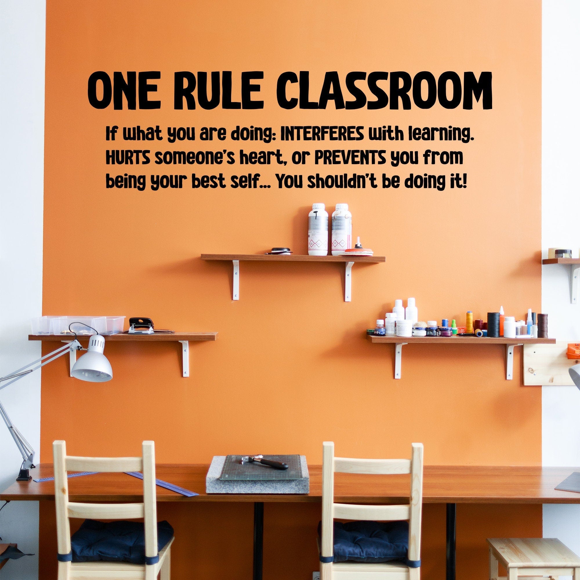 One Rule Classroom Wall Vinyl Decal, School Room Decor, Fun Wall Decor for Classroom, SKU:ORCL-0