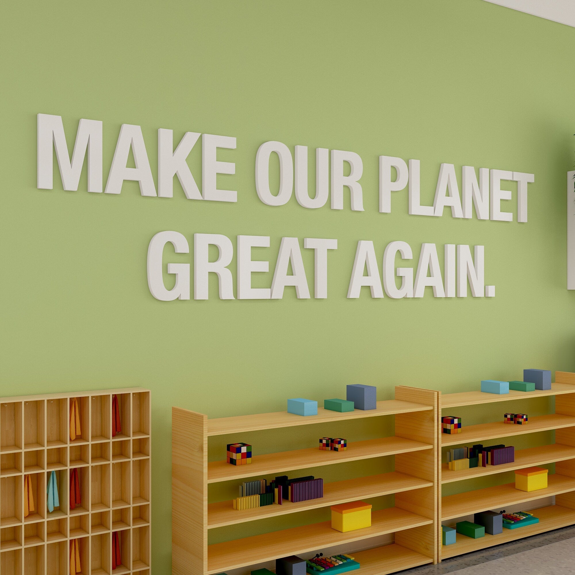 Make our planet great again, Inspirational Quotes, Elementary School 3D Wall Decor, SKU:MOPG-1