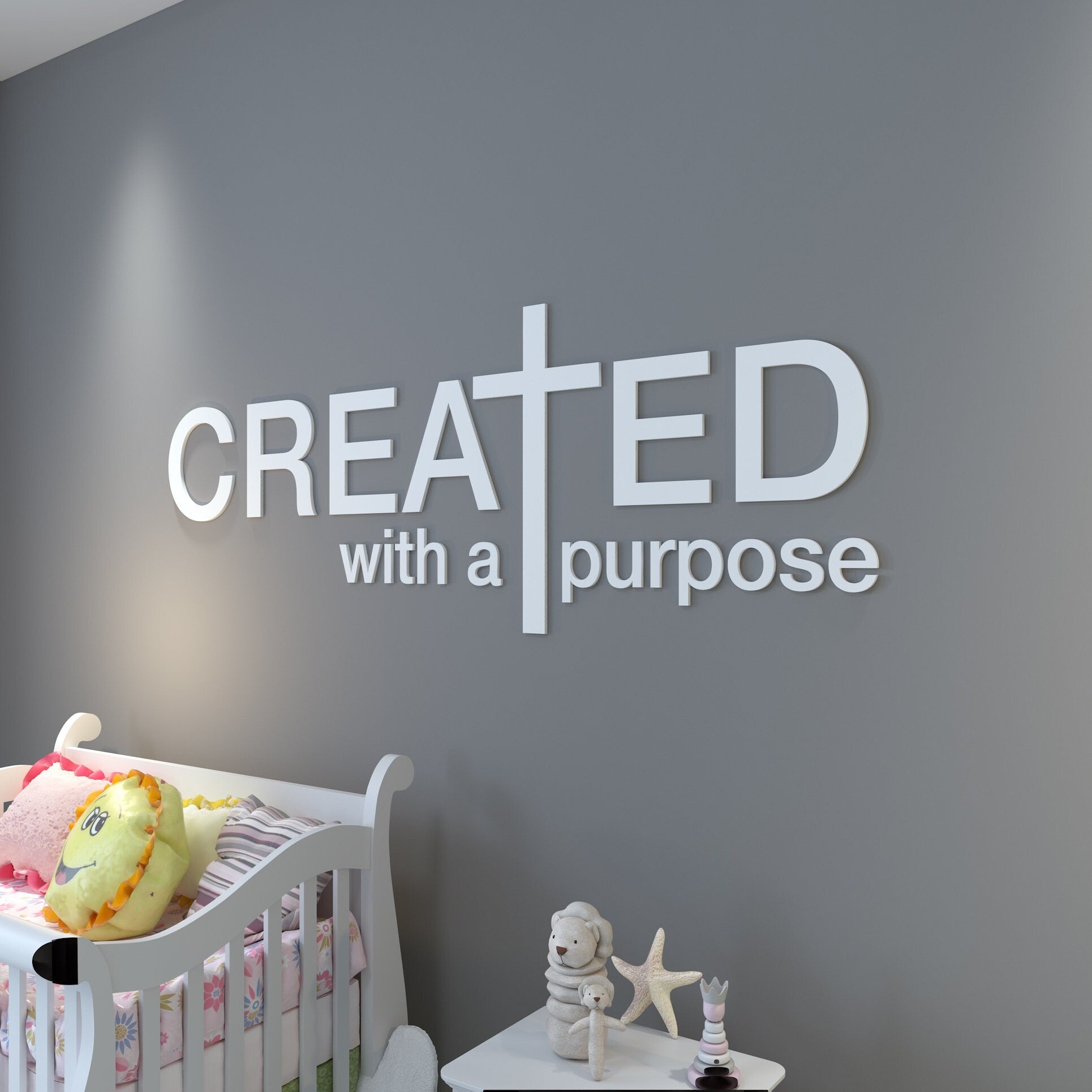 Created with a purpose, Christian Wall Art, Christian Gift, Bible Verse Wall Decor, SKU:CWPP-1