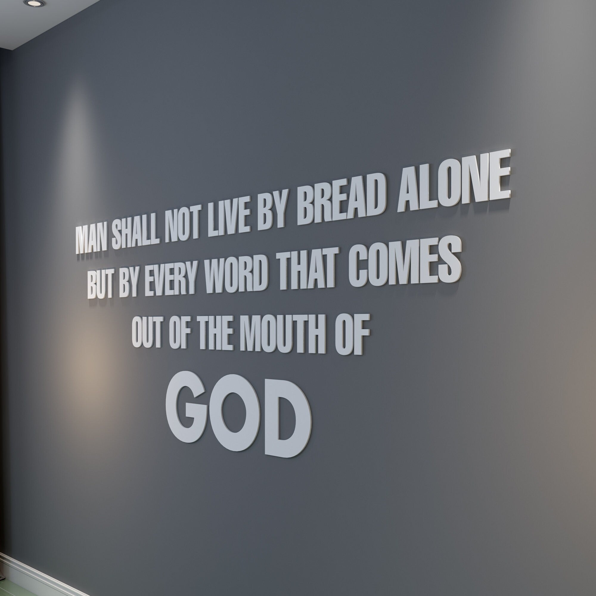 Man Shall not Live by Bread Alone, Matthew 44, Bible Verse Wall Art, Christian Home Decor, Home Wall Art Decor, SKU:MSNL-1