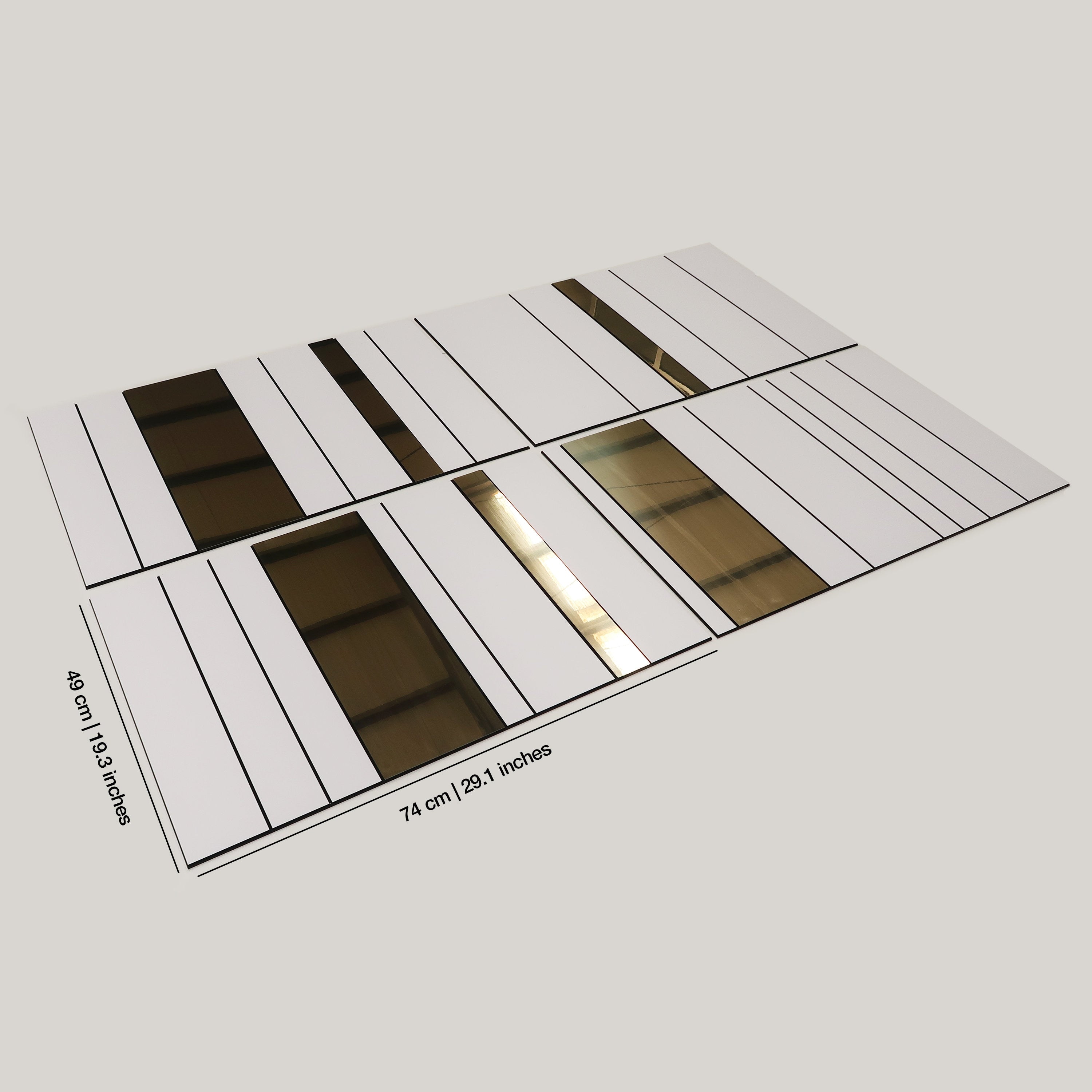 White and Gold Mirror Decorative Panels, 3D Wall Panels, Easy Installation, SKU:WHGO-4