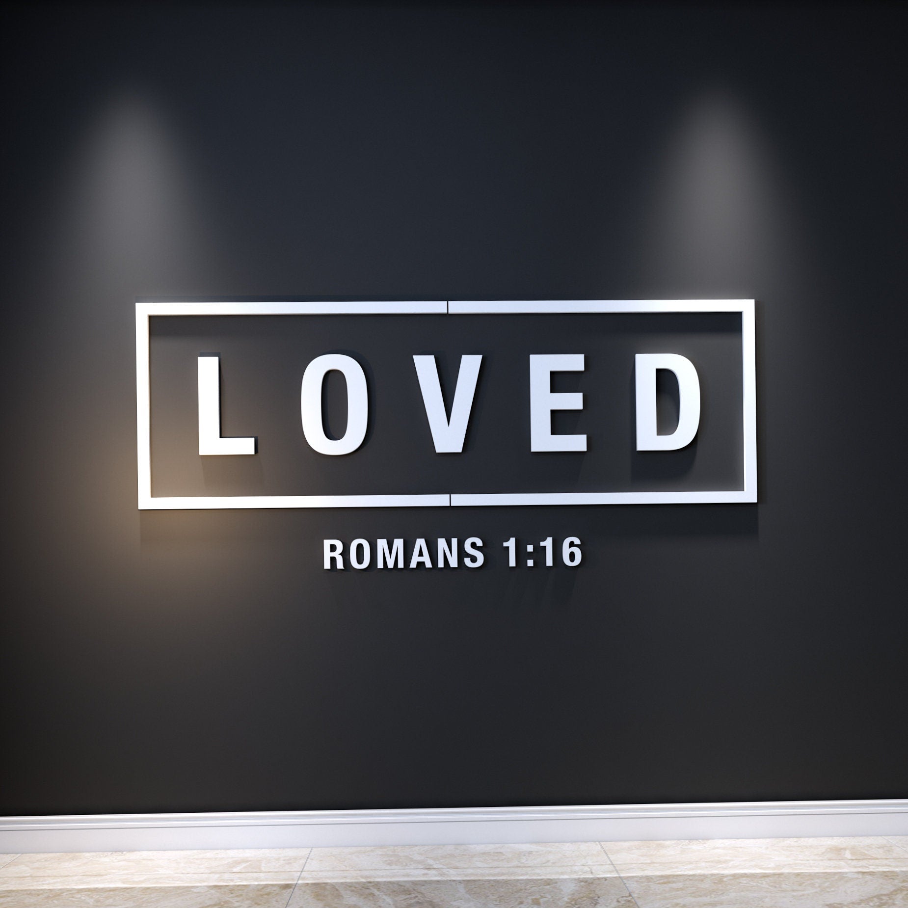 LOVED, Romans 1 16, Religious Jesus Wall Decor, Faith Christian Home Decor, Easter Decor, SKU:LORO-1