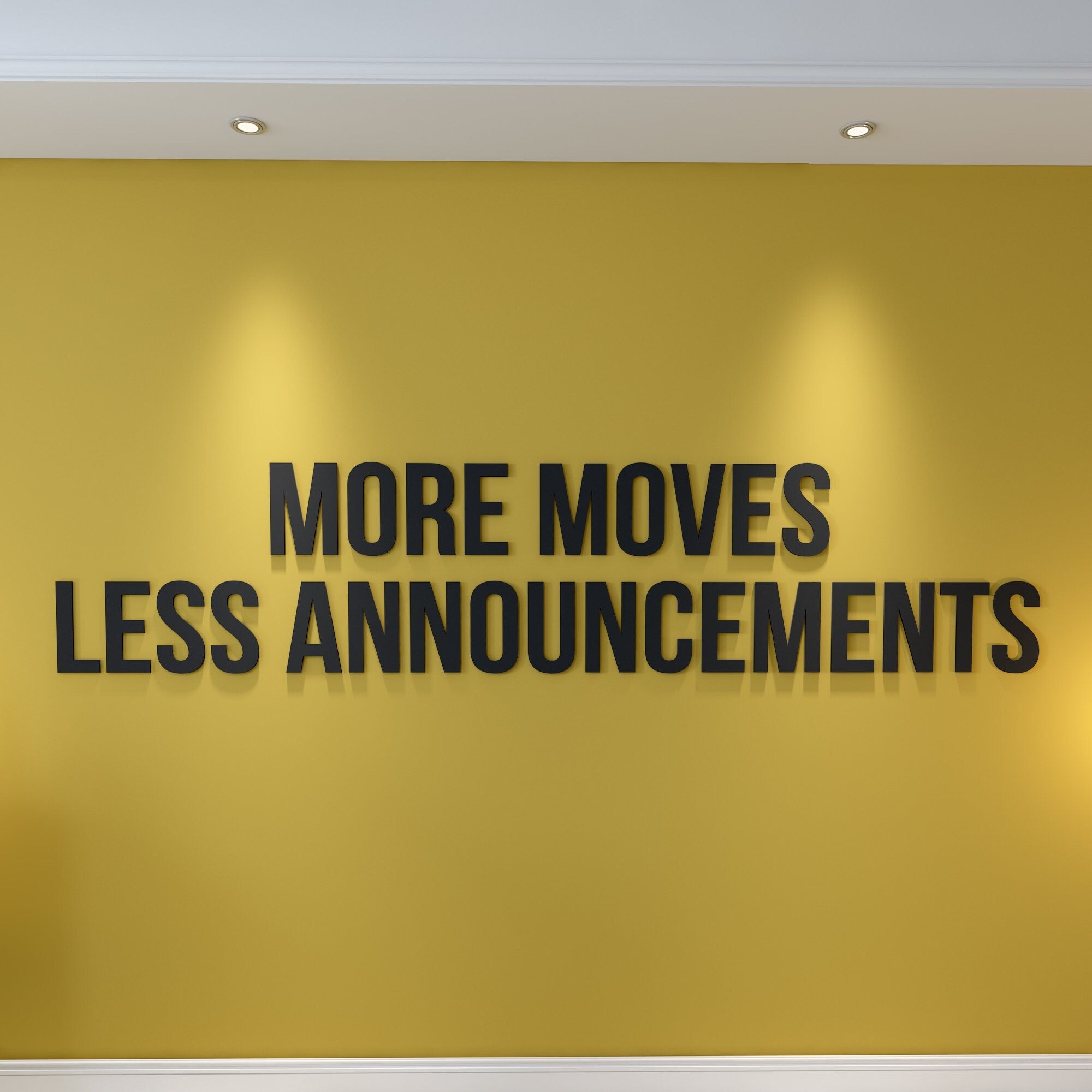 More Moves Less Announcements, Gym Wall Art, Motivational Quote Sign, Gym Decor Ideas, SKU:MMLA-0