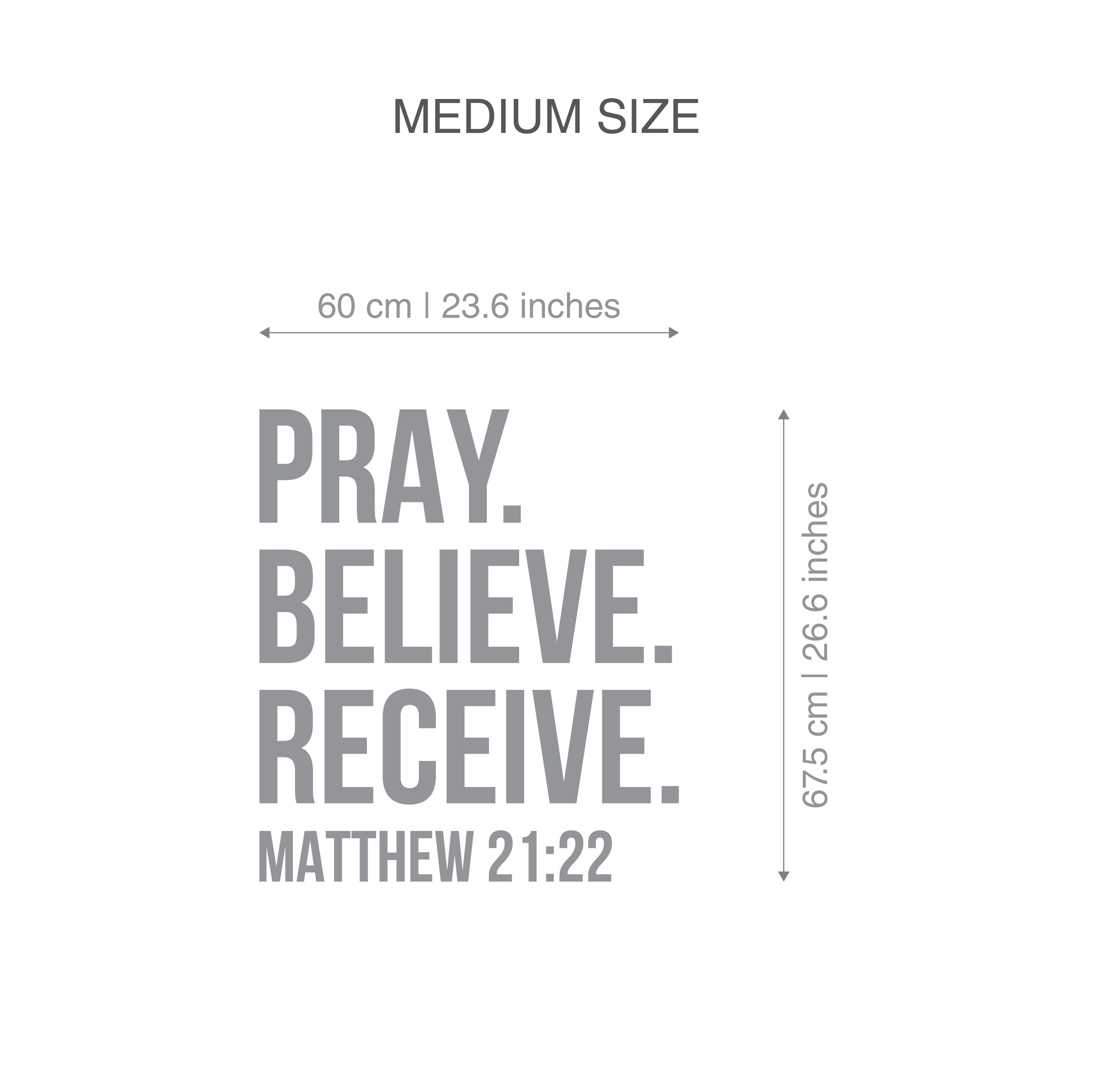 Pray, Believe, Receive, Matthew 21.22, Religious Wall Sign, 3D letters, God Inspiration Art, Church Wall, SKU:PBRV-2