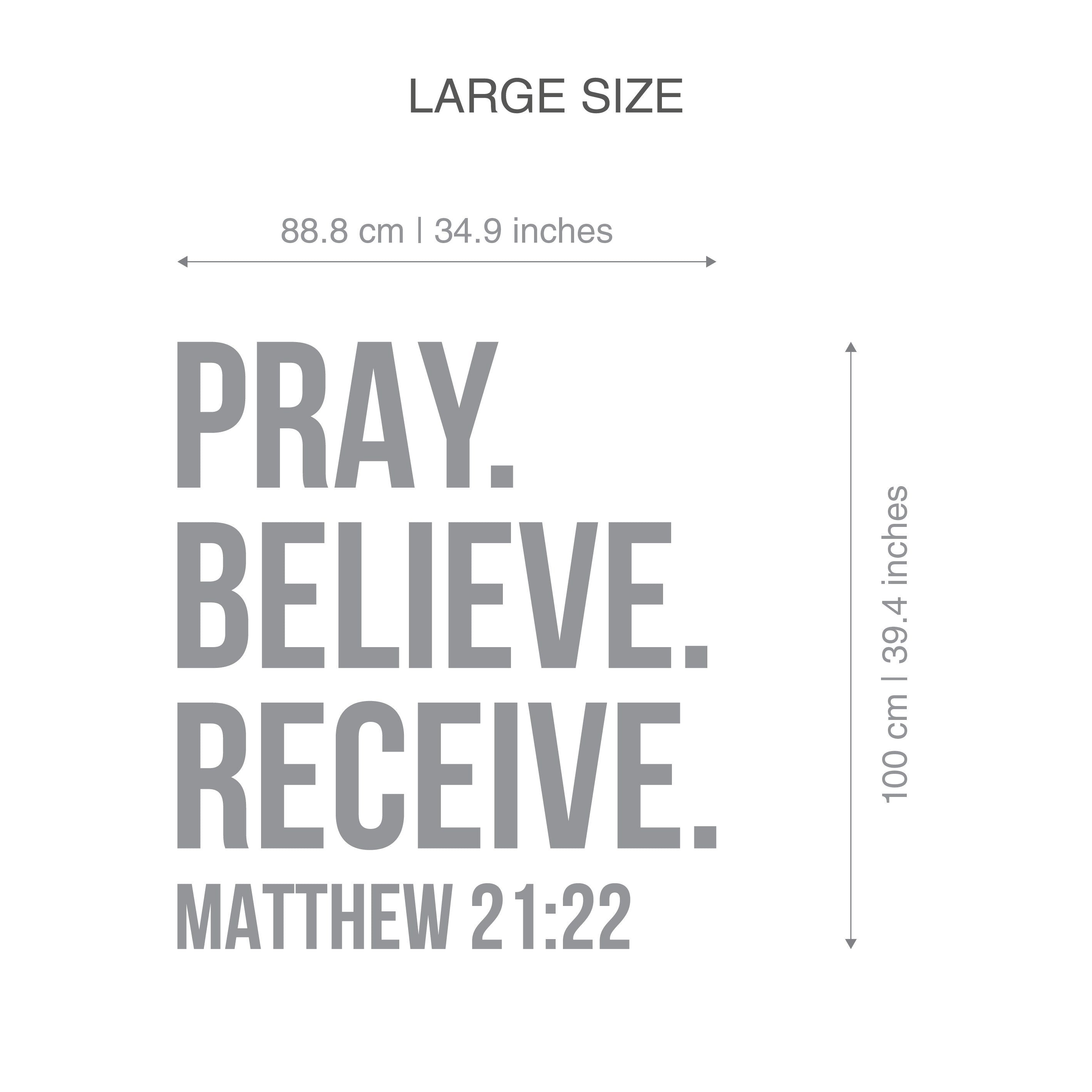 Pray, Believe, Receive, Matthew 21.22, Religious Wall Sign, 3D letters, God Inspiration Art, Church Wall, SKU:PBRV-3