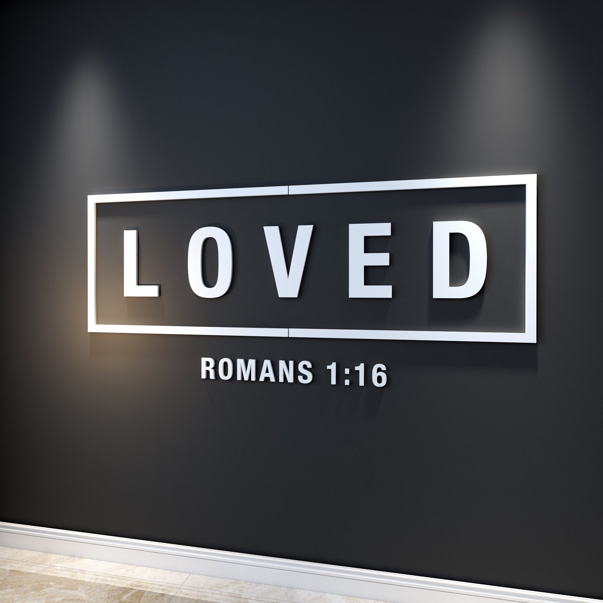 LOVED, Romans 1 16, Religious Jesus Wall Decor, Faith Christian Home Decor, Easter Decor, SKU:LORO-0