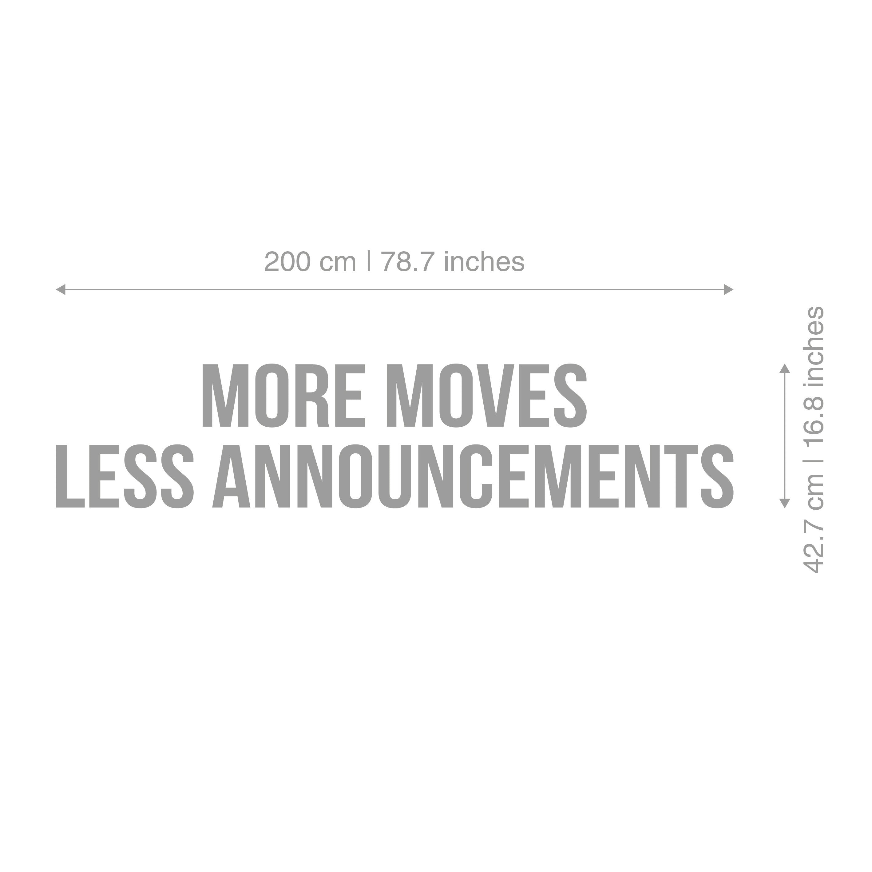 More Moves Less Announcements, Gym Wall Art, Motivational Quote Sign, Gym Decor Ideas, SKU:MMLA-2