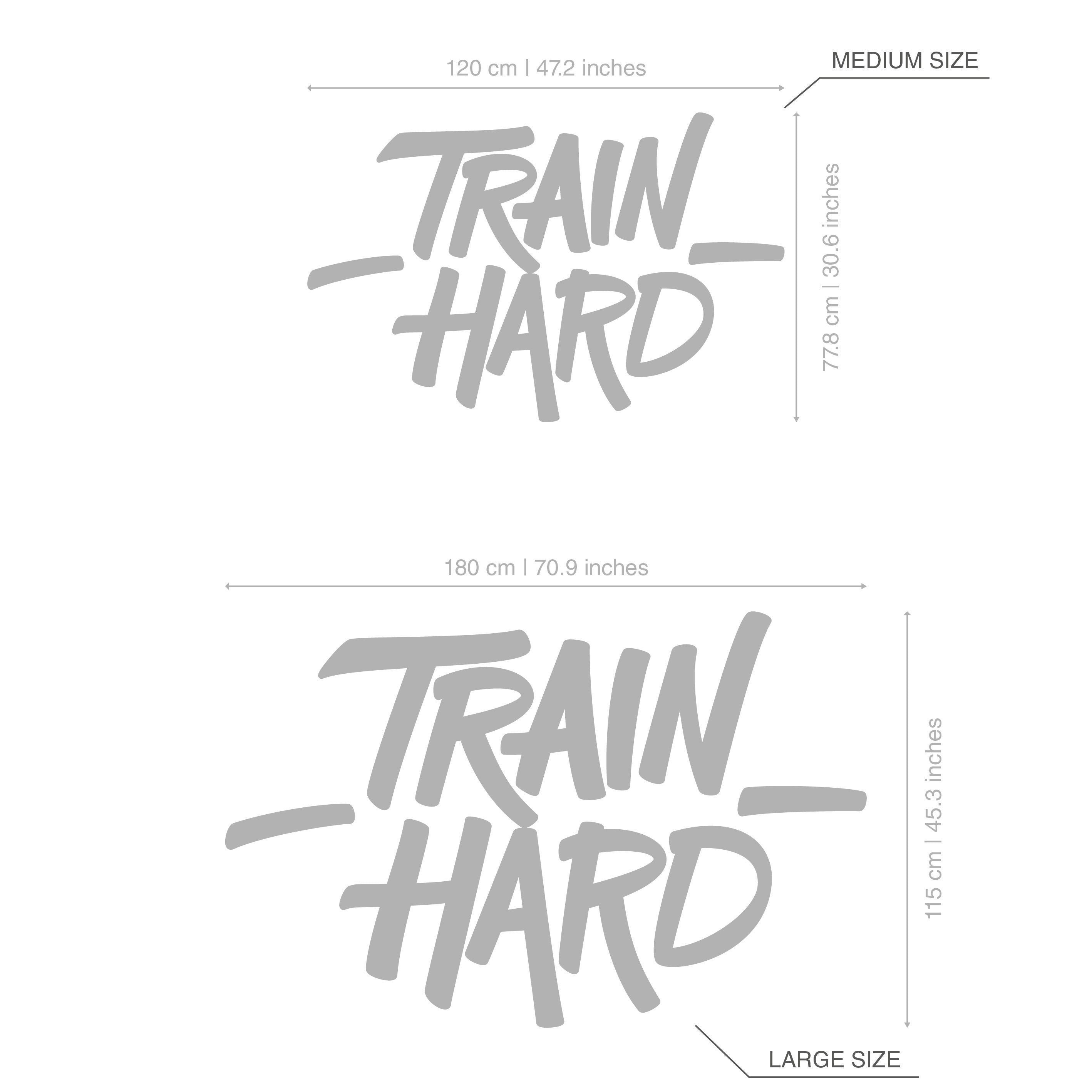 Train Hard, Large Fitness Sign, Gym Wall Art Decor, Gym Design Ideas, Exercise Quotes, SKU:TH-2