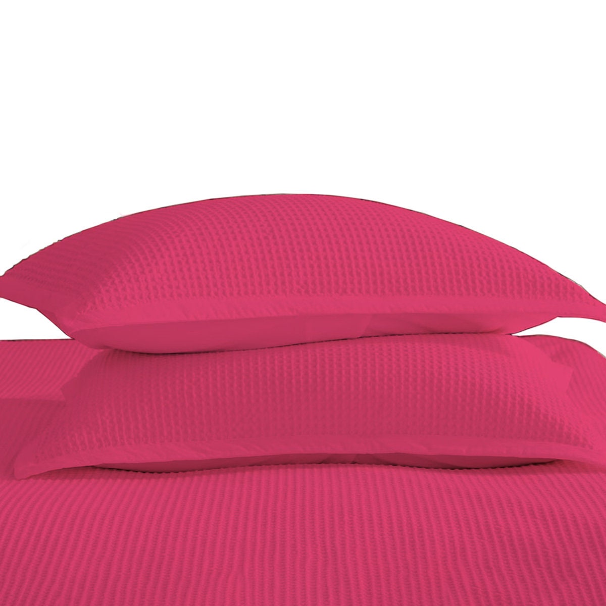 Hot Pink - Waffle Weave | Pure Cotton, Pure Linen or Linen Cotton Mix | 3 Piece Duvet Cover Set | Handmade | Pre-washed | Soft-3