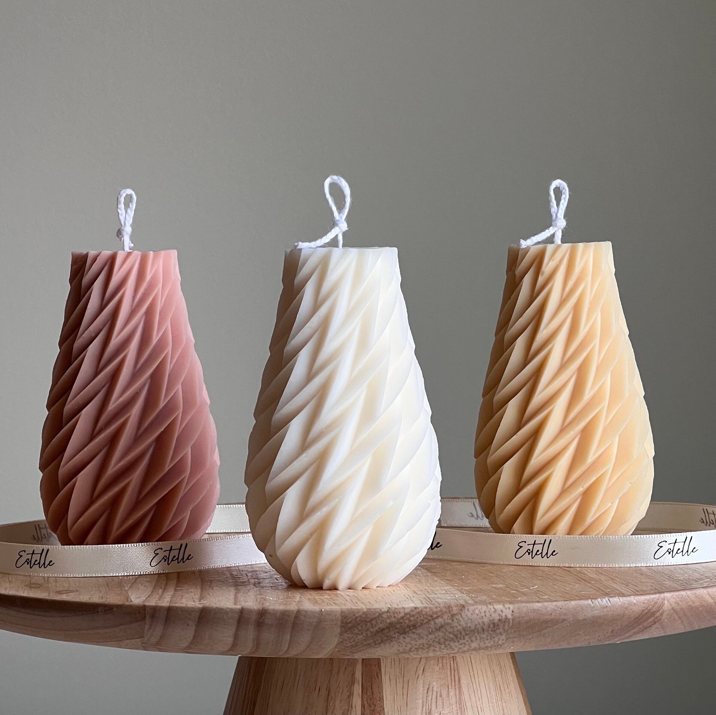 Geometric Wavy Pillar Candle-0