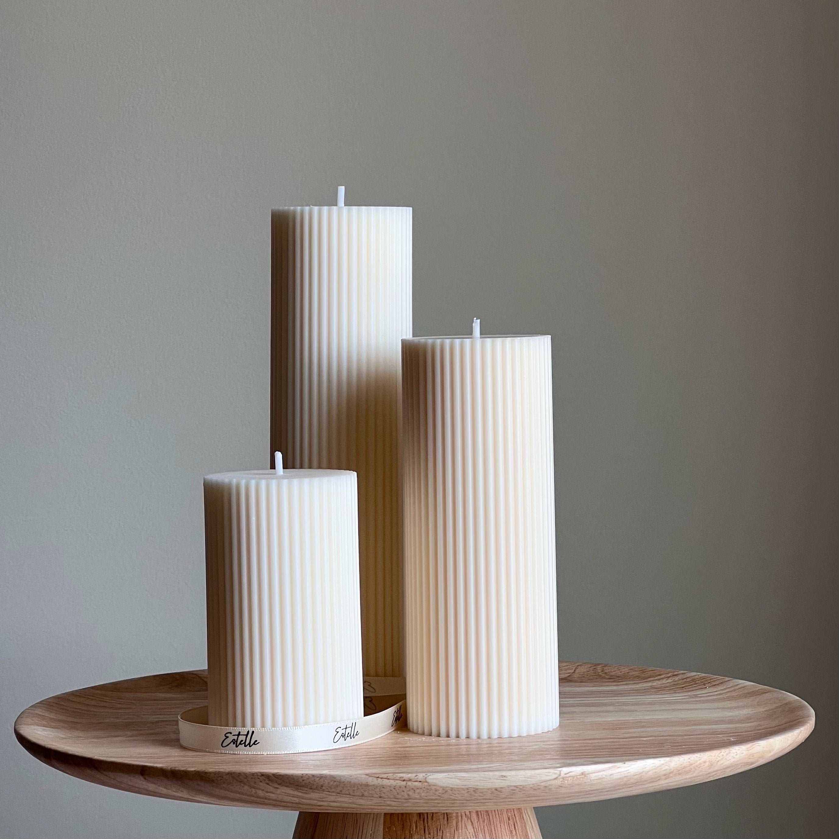 Ribbed Pillar Candle-0