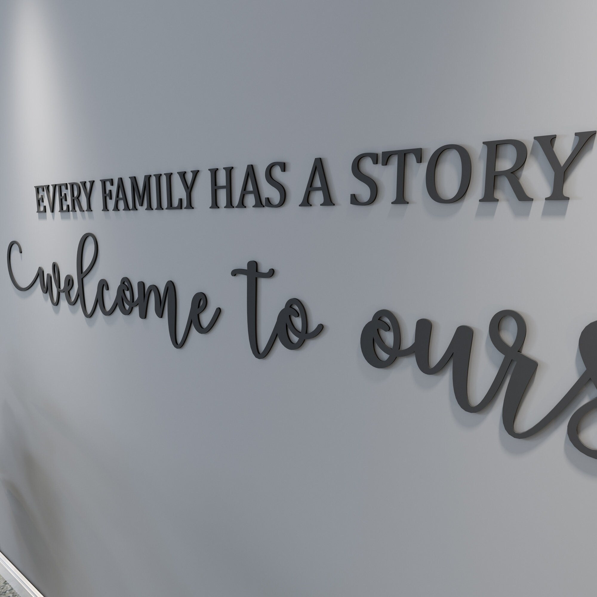 Every Family has a Story, Welcome to ours, Inspirational Wall Art, Lettering Art, Dining Room Quote, SKU:EFHS-1