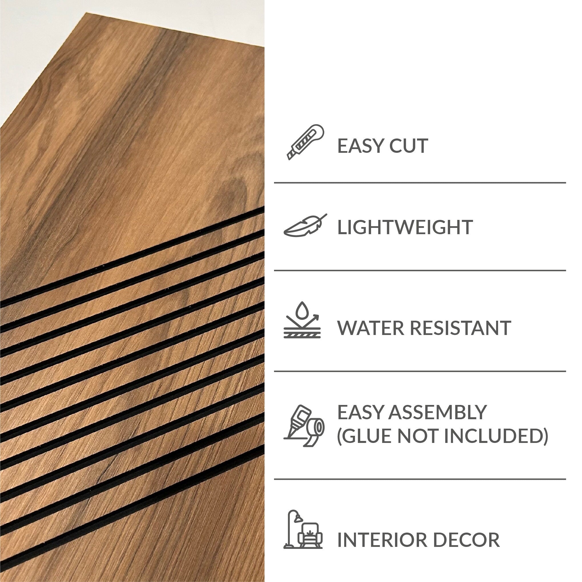 Modular Dark Wood Wall Panels, Accent Wall Panel, Decorative Wall Panels, Easy Installation, SKU:MOOS-3