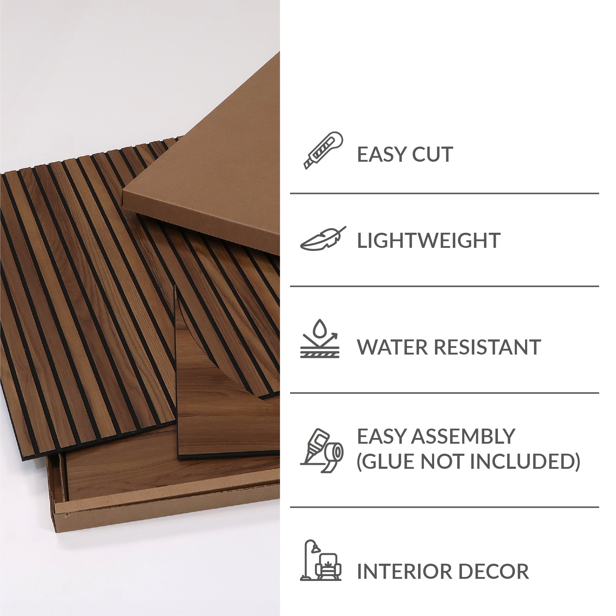 Dark Wood Decorative Panels, Wood Slat Wall Panel, 3D Wall Panels, Easy Installation, SKU:DWCP-1